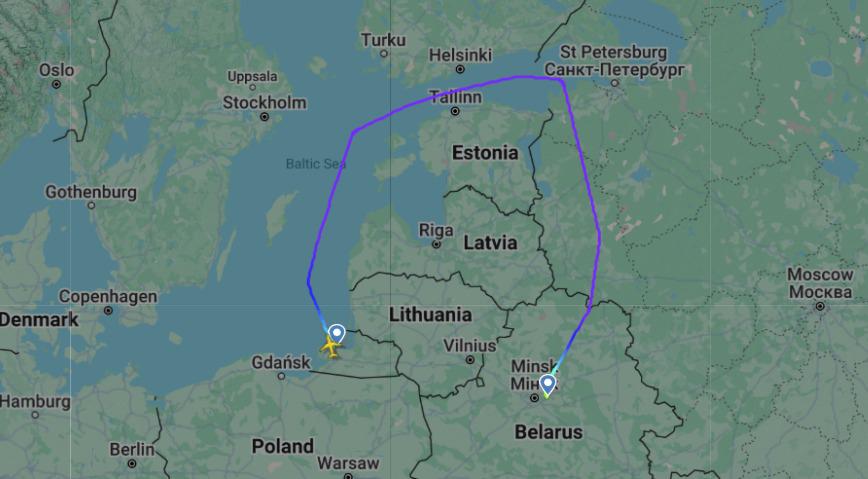 Flight Route Map Between Kaliningrad and Minsk Airports Flight Route Map Between Kaliningrad and Minsk Airports