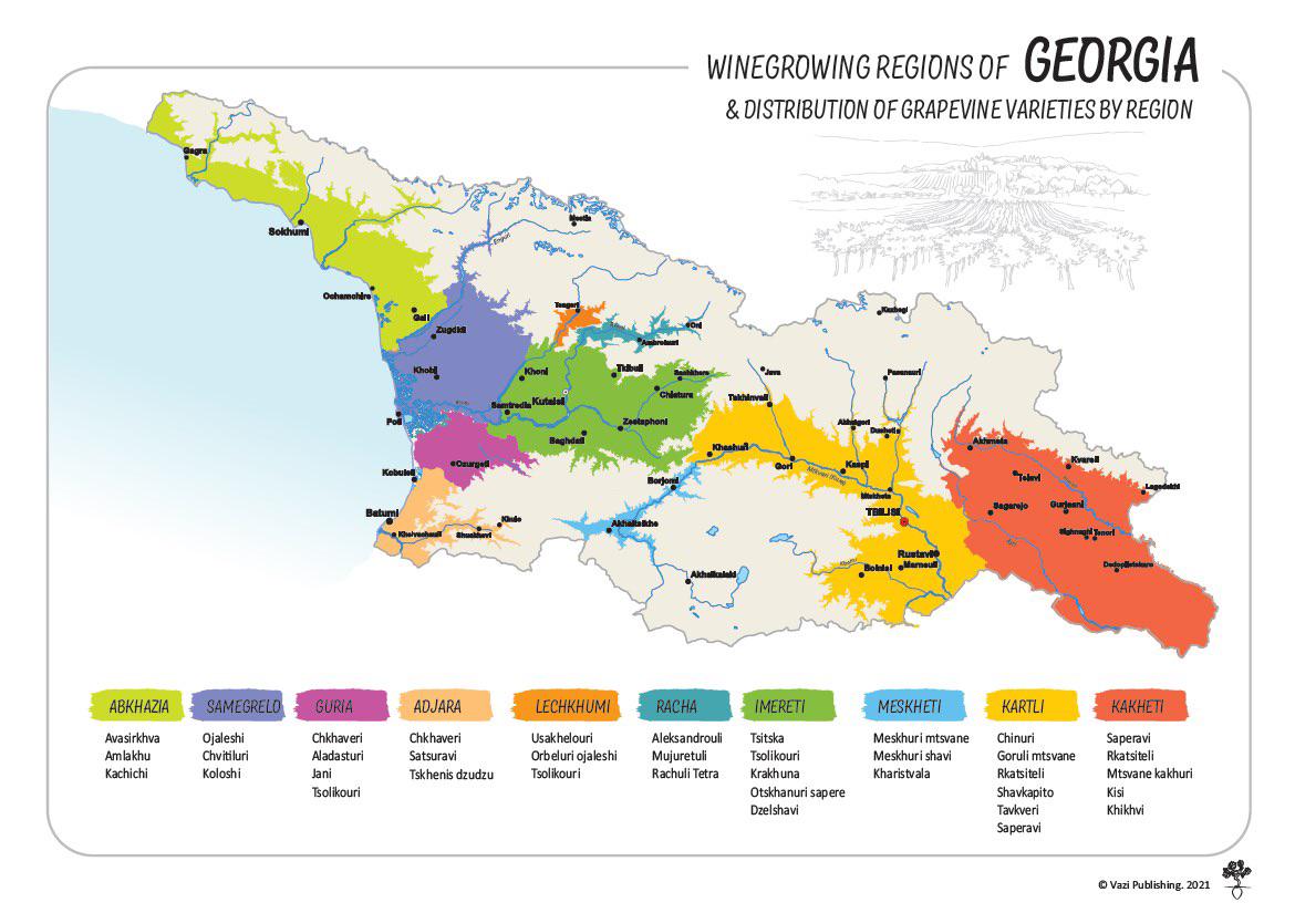 Winegrowing Regions of Georgia Map