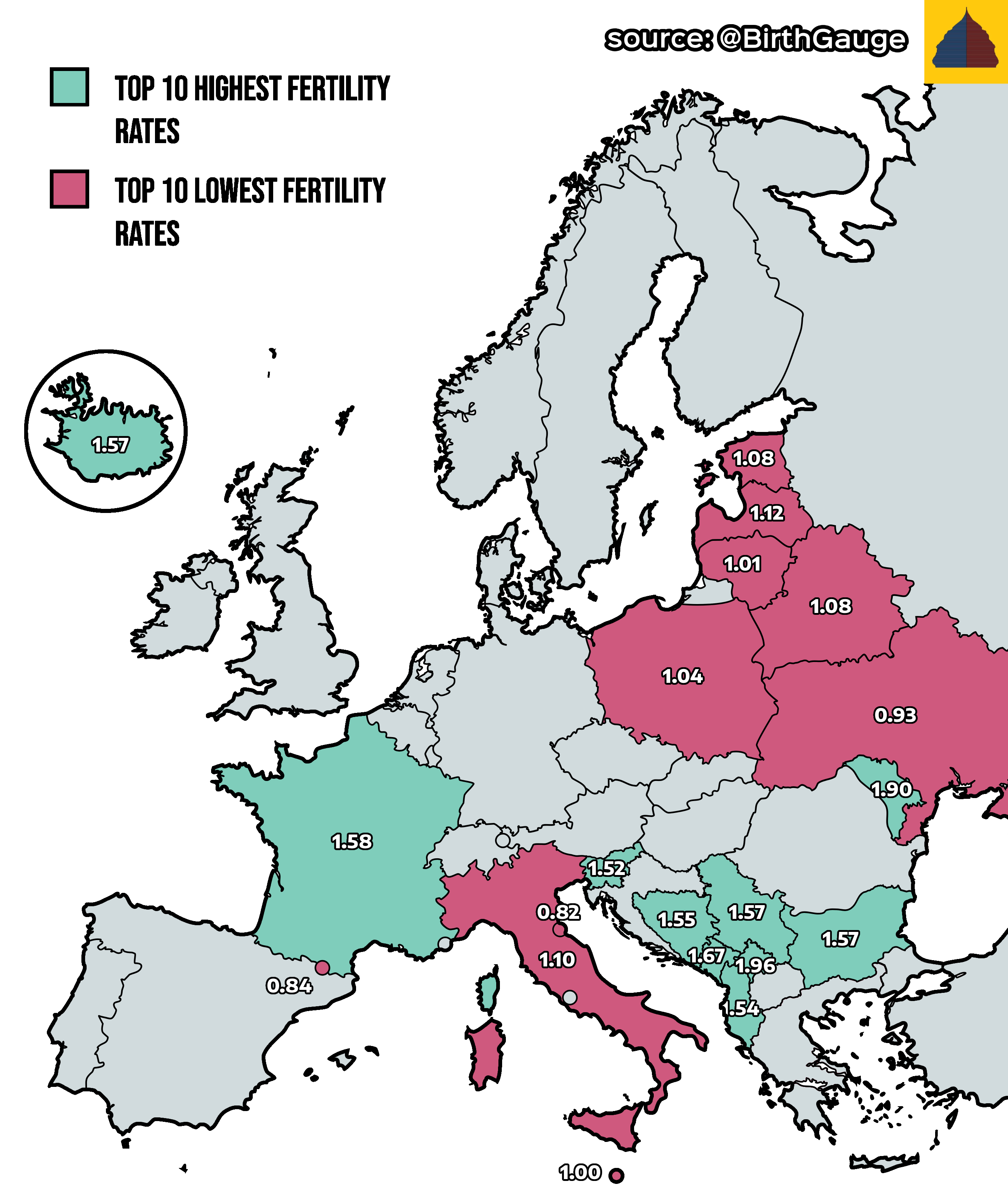 Europeβs Highest and Lowest Fertility Rates Map Europeβs Highest and Lowest Fertility Rates Map