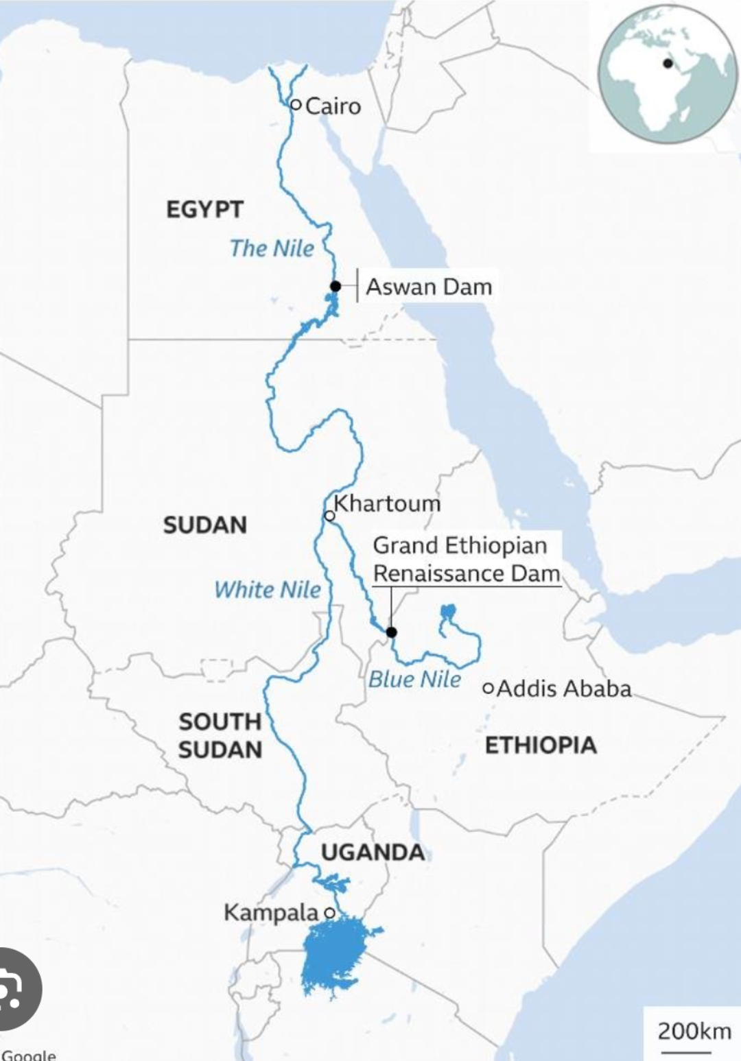 Map of the Blue Nile and Ancient Civilizations