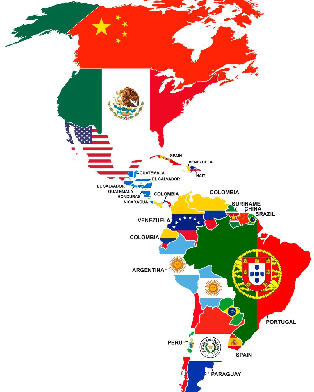 Largest Foreign Nationality in Each American Country Map Largest Foreign Nationality in Each American Country Map
