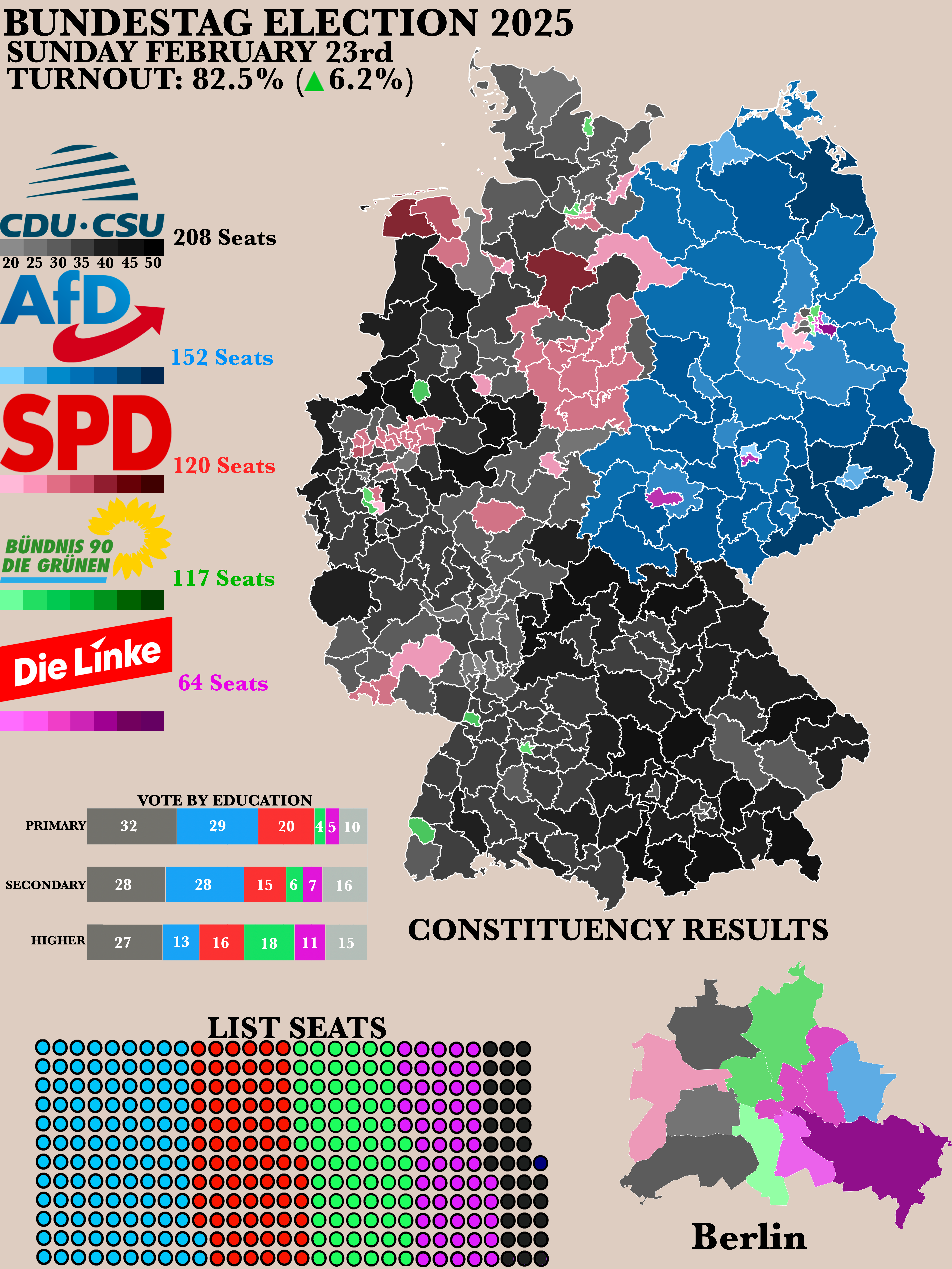 2025 German Bundestag Election Results Map