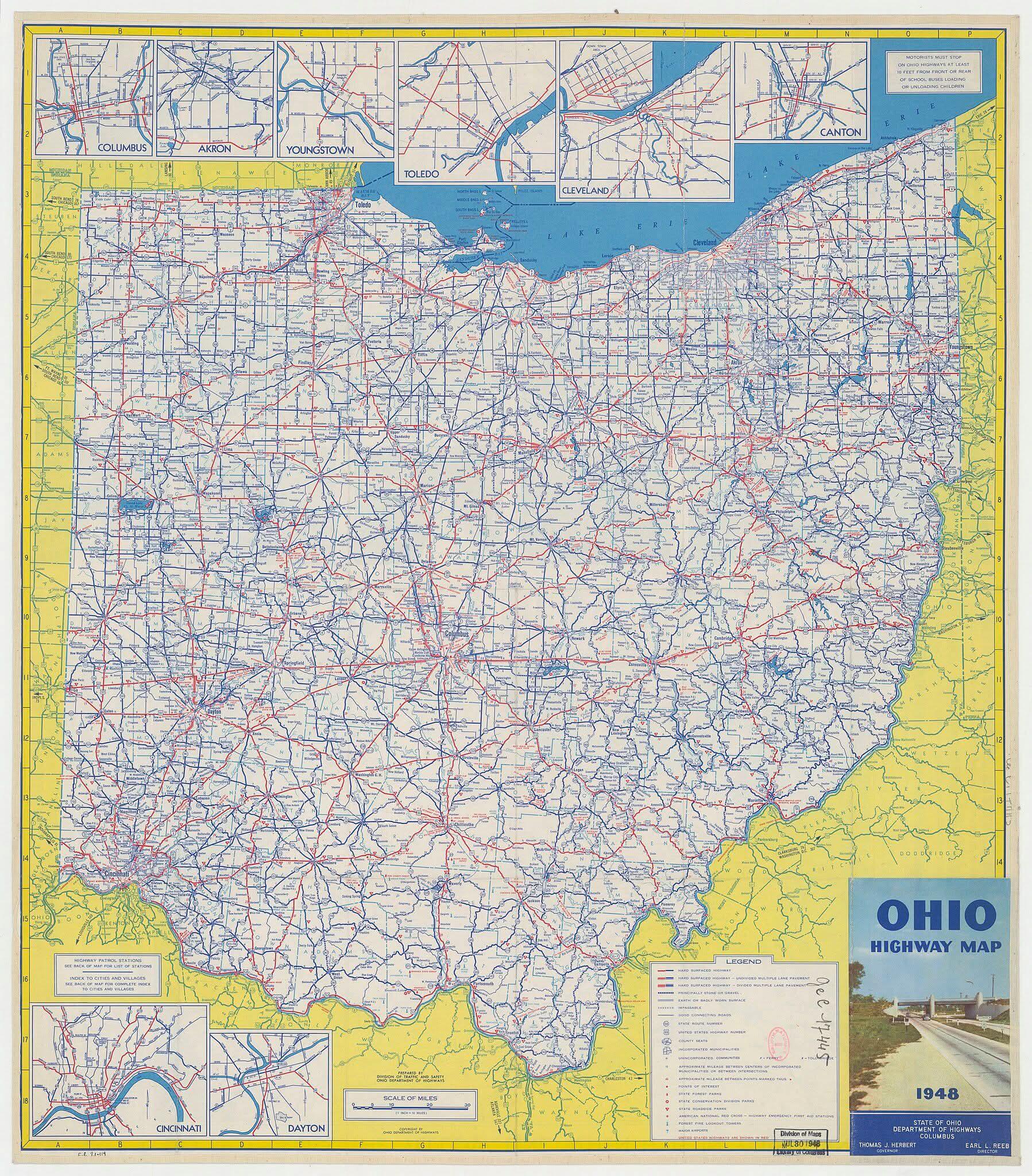 Ohio Highways Map Before the Interstate in 1948 Ohio Highways Map Before the Interstate in 1948