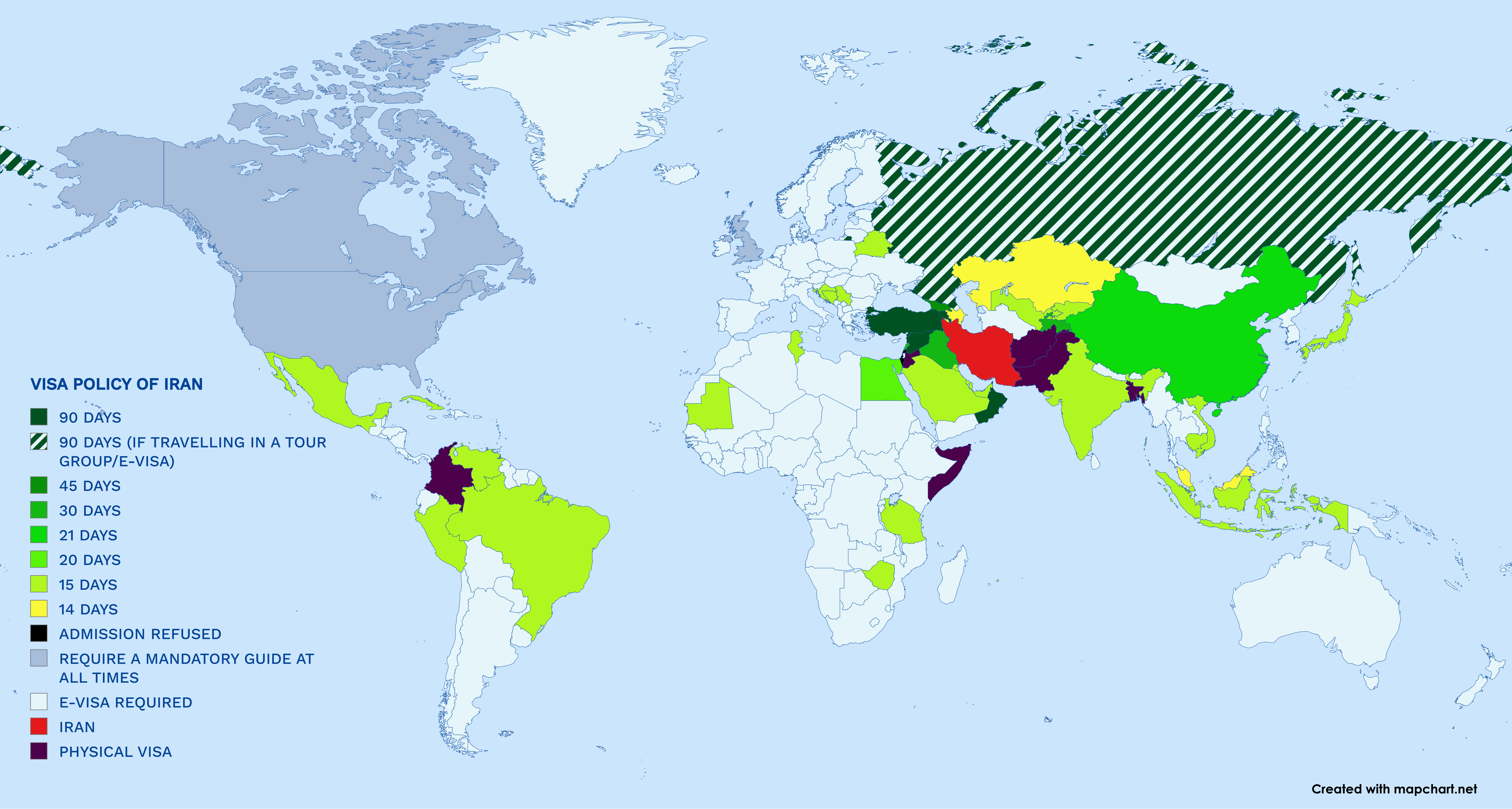 Visa Requirements Map for Entering Iran 2025 Visa Requirements Map for Entering Iran 2025