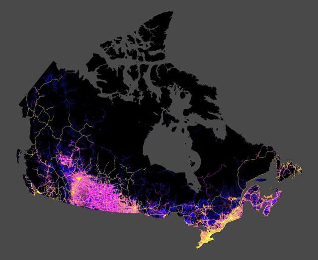 Roads in Canada Map