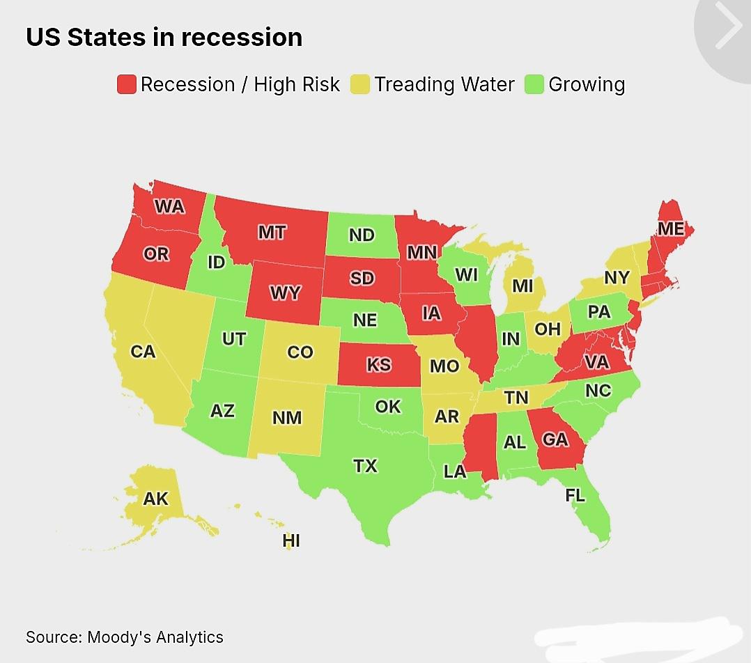 Recession Impact Map of the US Economy