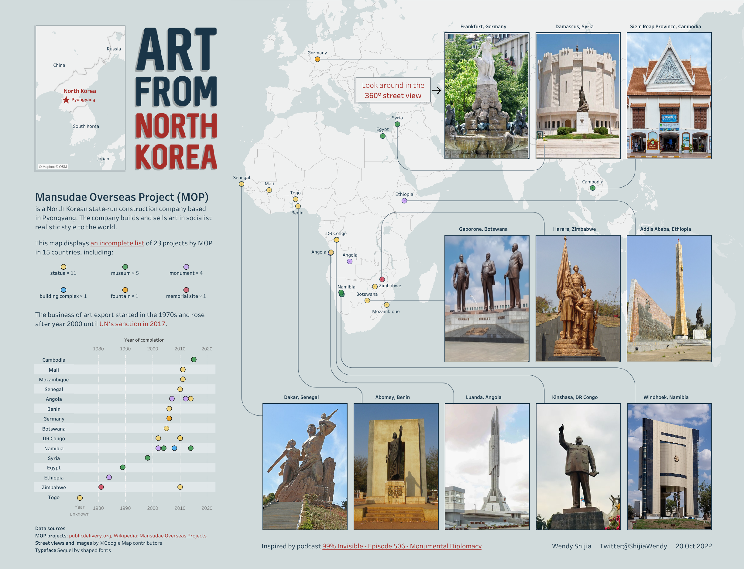 Map of North Korean Monuments Overseas Map of North Korean Monuments Overseas