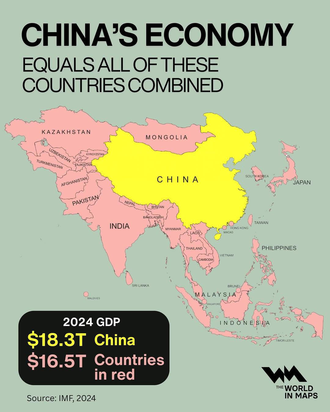 China's Economy vs Asian Countries Map