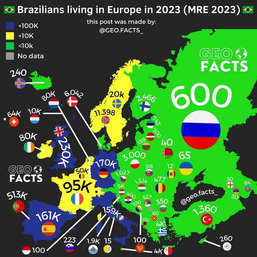 Map of Brazilians Living in Europe 2023