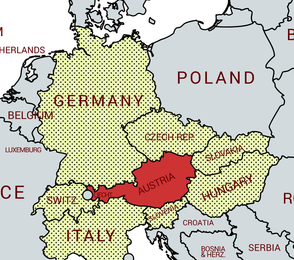 Austria Neighboring Countries Map Austria Neighboring Countries Map