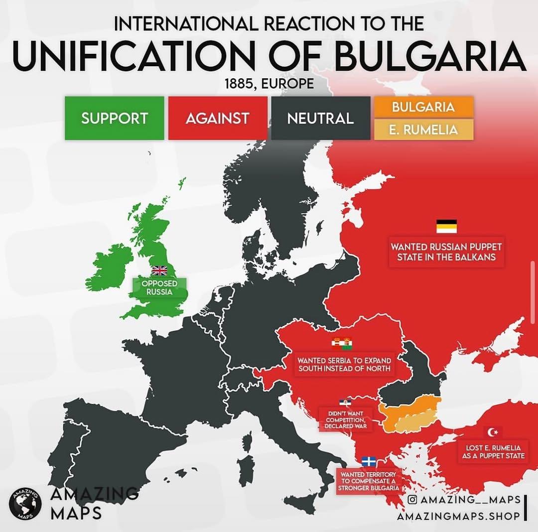 International Reaction to the Unification of Bulgaria Map International Reaction to the Unification of Bulgaria Map