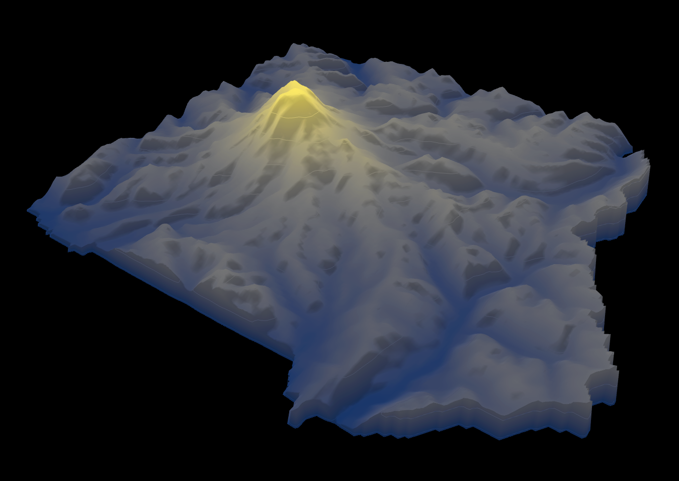 Height Map of Mount Rainier National Park