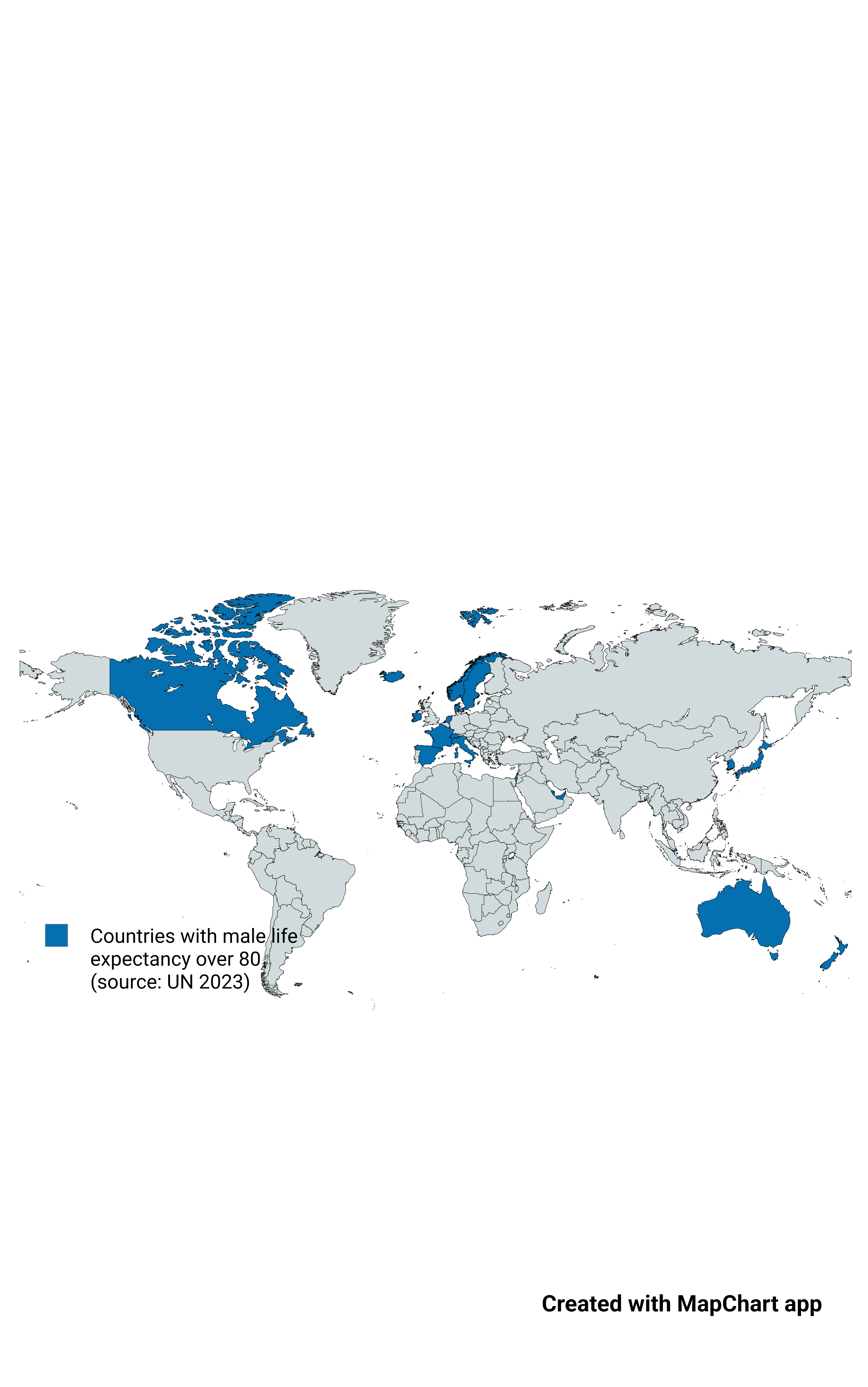 Map of Countries with Male Life Expectancy Over 80 Map of Countries with Male Life Expectancy Over 80