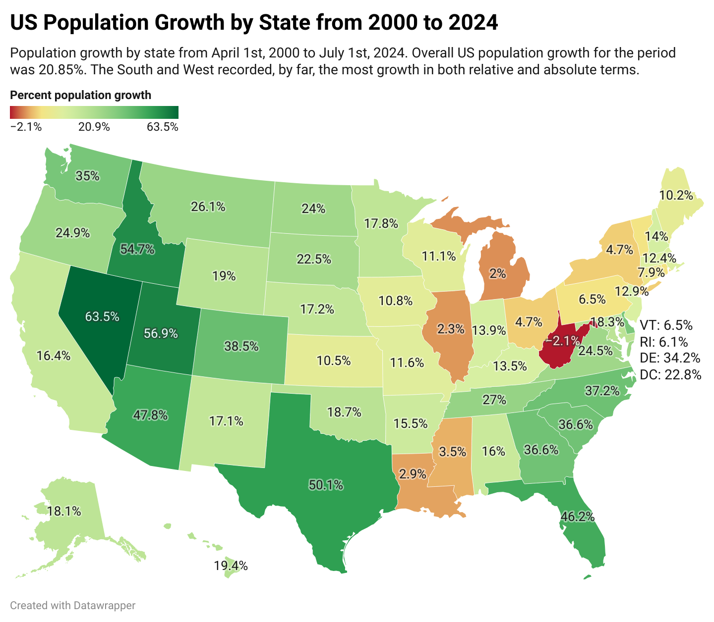 Population Growth by State Map