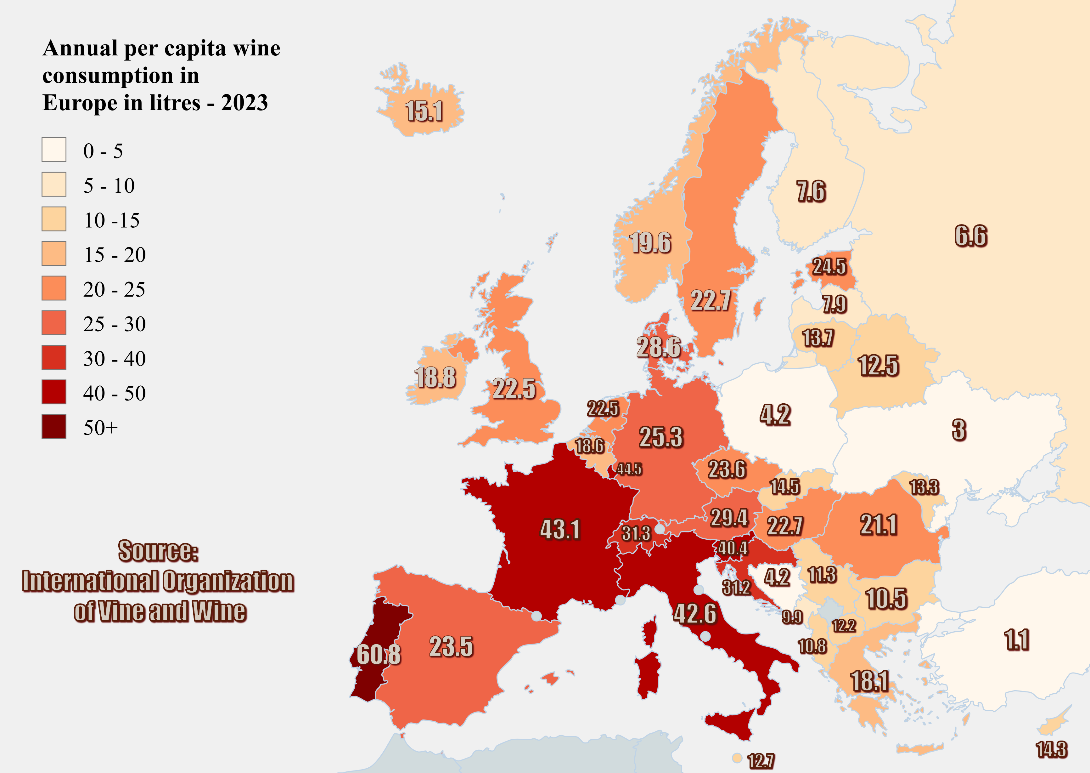 Wine Consumption in Europe Map 2023