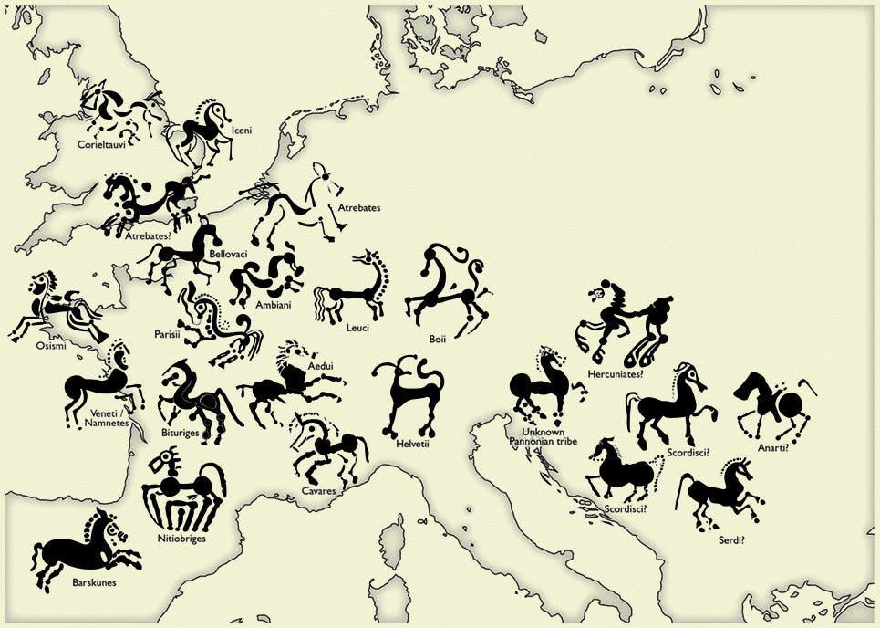 Map of Ancient Celtic Horse Depictions on Coins Map of Ancient Celtic Horse Depictions on Coins