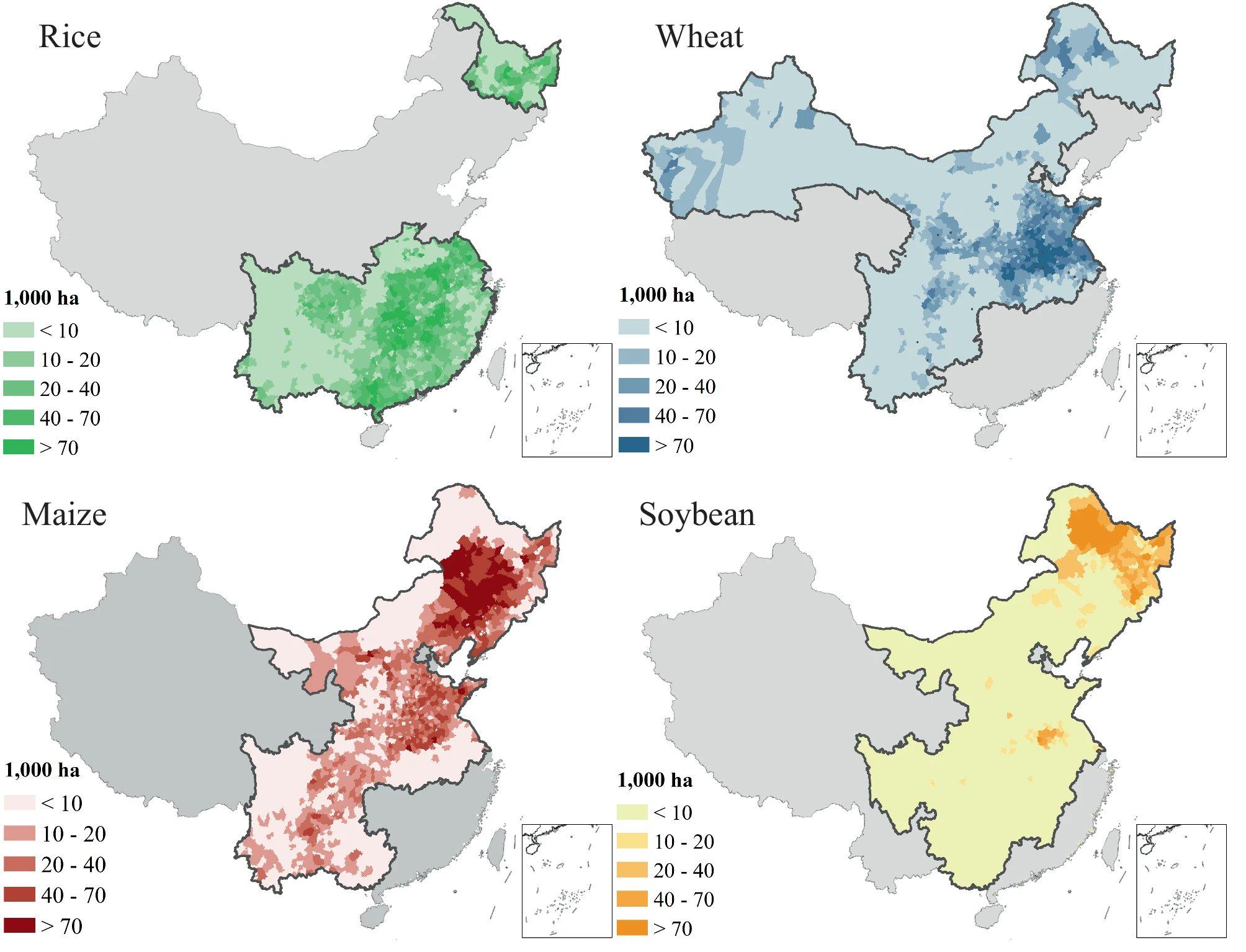 Major Crops Harvested in China Map