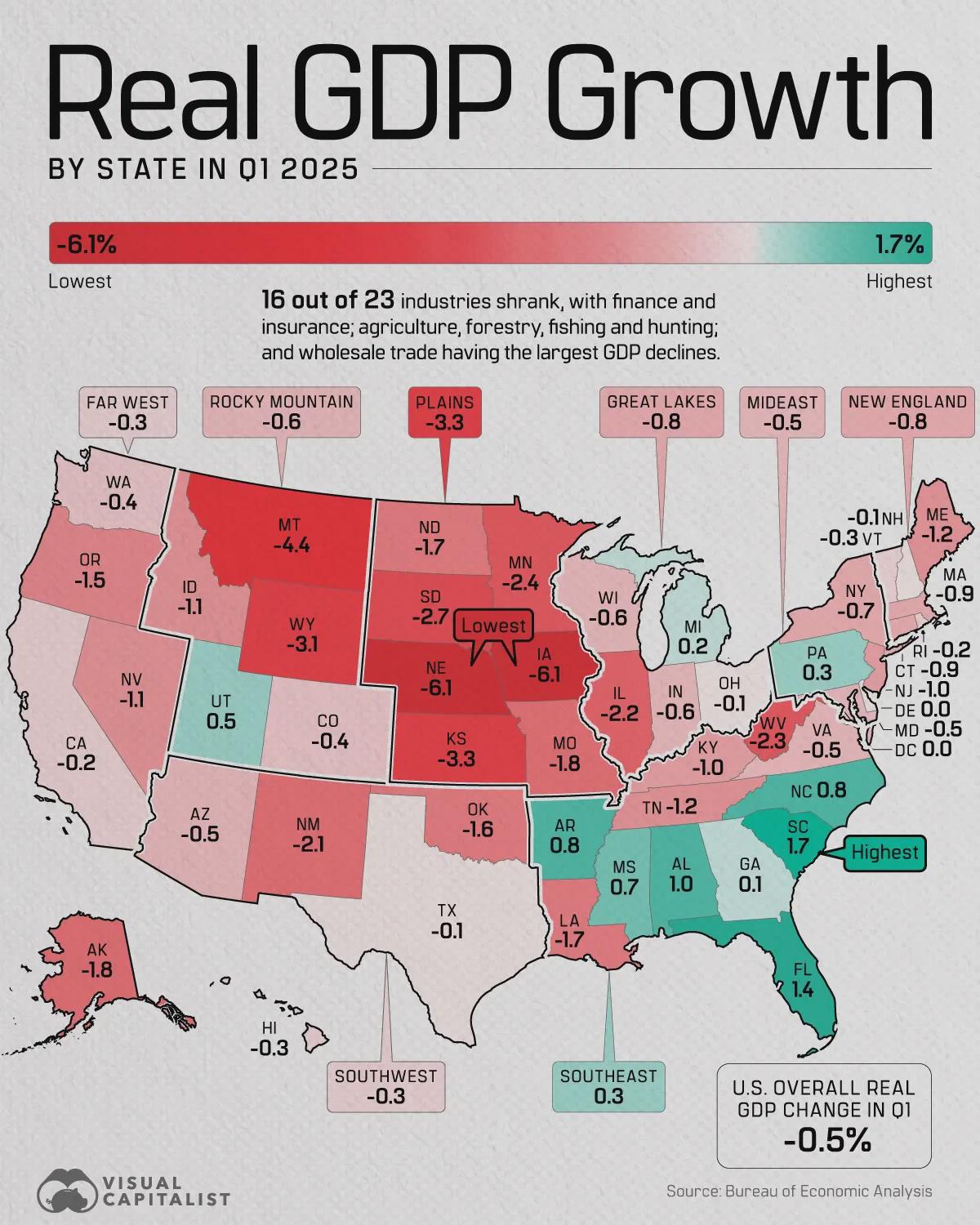 United States Real GDP Growth by State Map