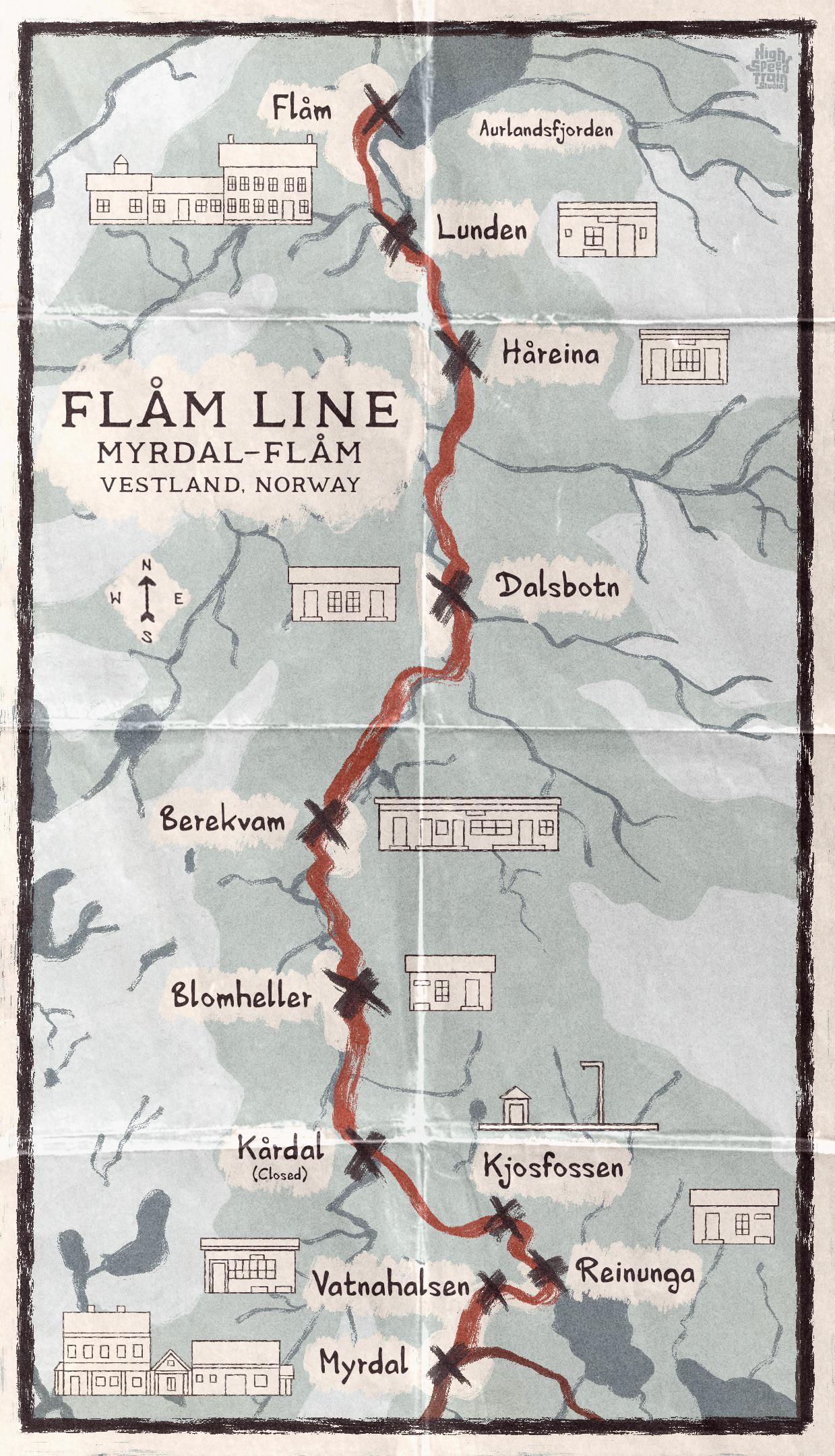 FlΓ₯m Line Route Map Norway FlΓ₯m Line Route Map Norway