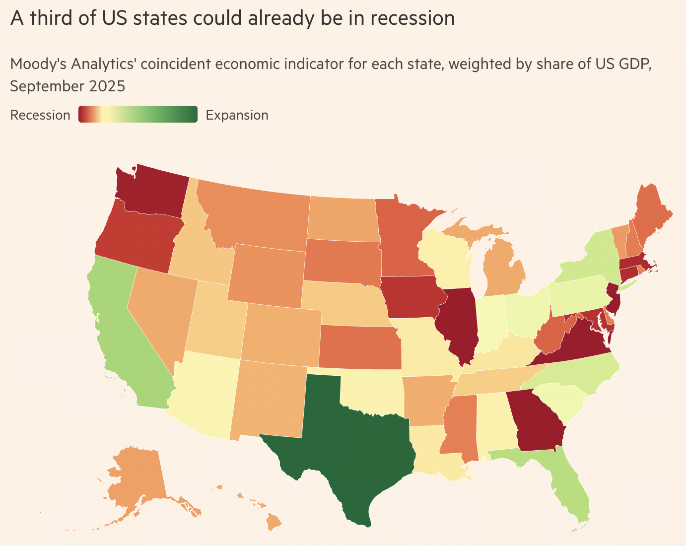 US States Recession Status Map