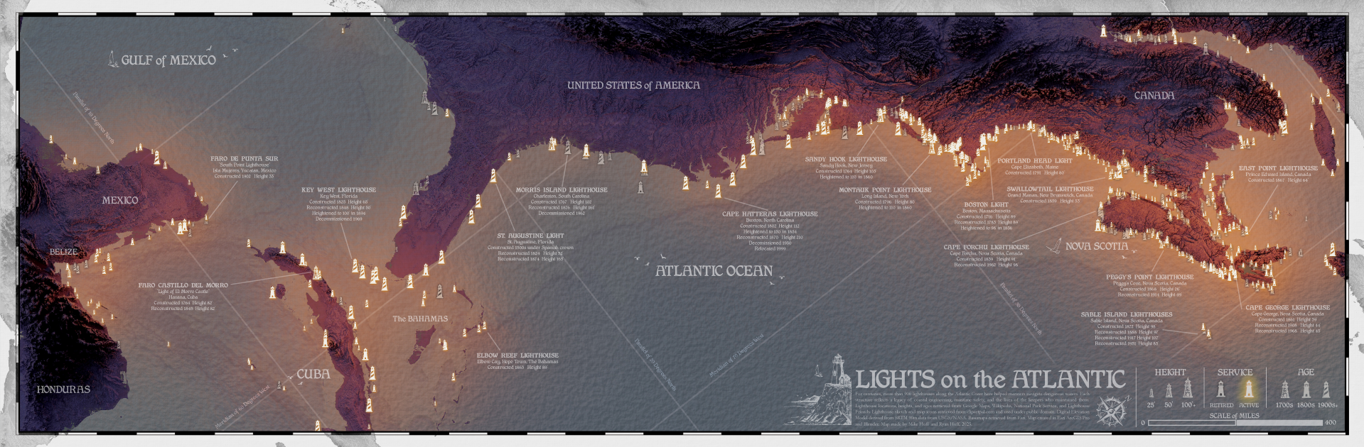 Map of Atlantic Lighthouses 2025 Map of Atlantic Lighthouses 2025