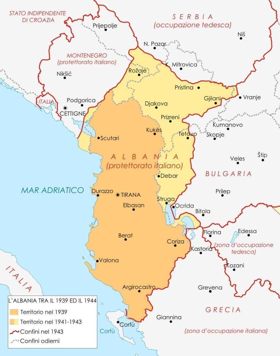 Historical Map of Albania 1939 to 1944 Historical Map of Albania 1939 to 1944