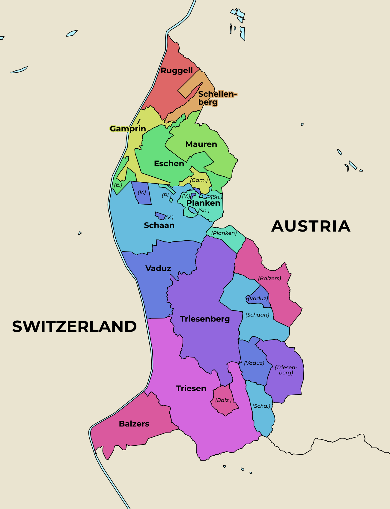 Administrative Map of Liechtenstein Administrative Map of Liechtenstein