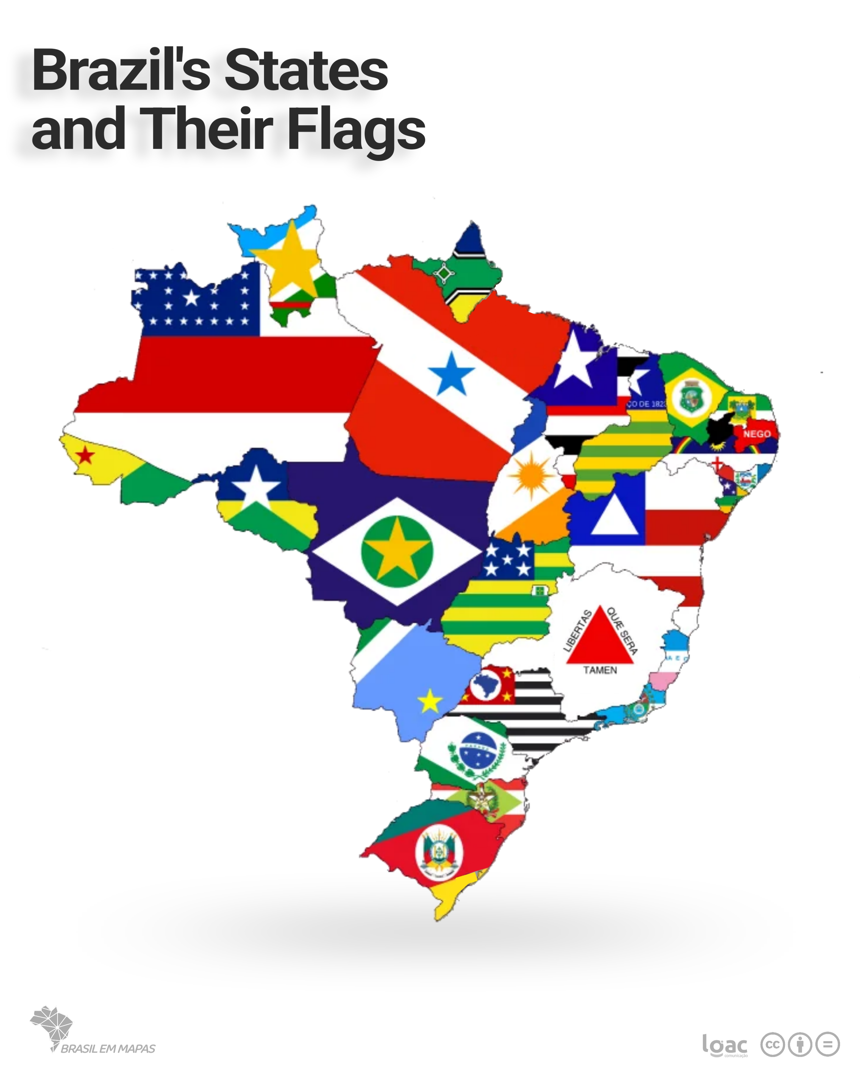 Brazilian States and Their Flags Map Brazilian States and Their Flags Map