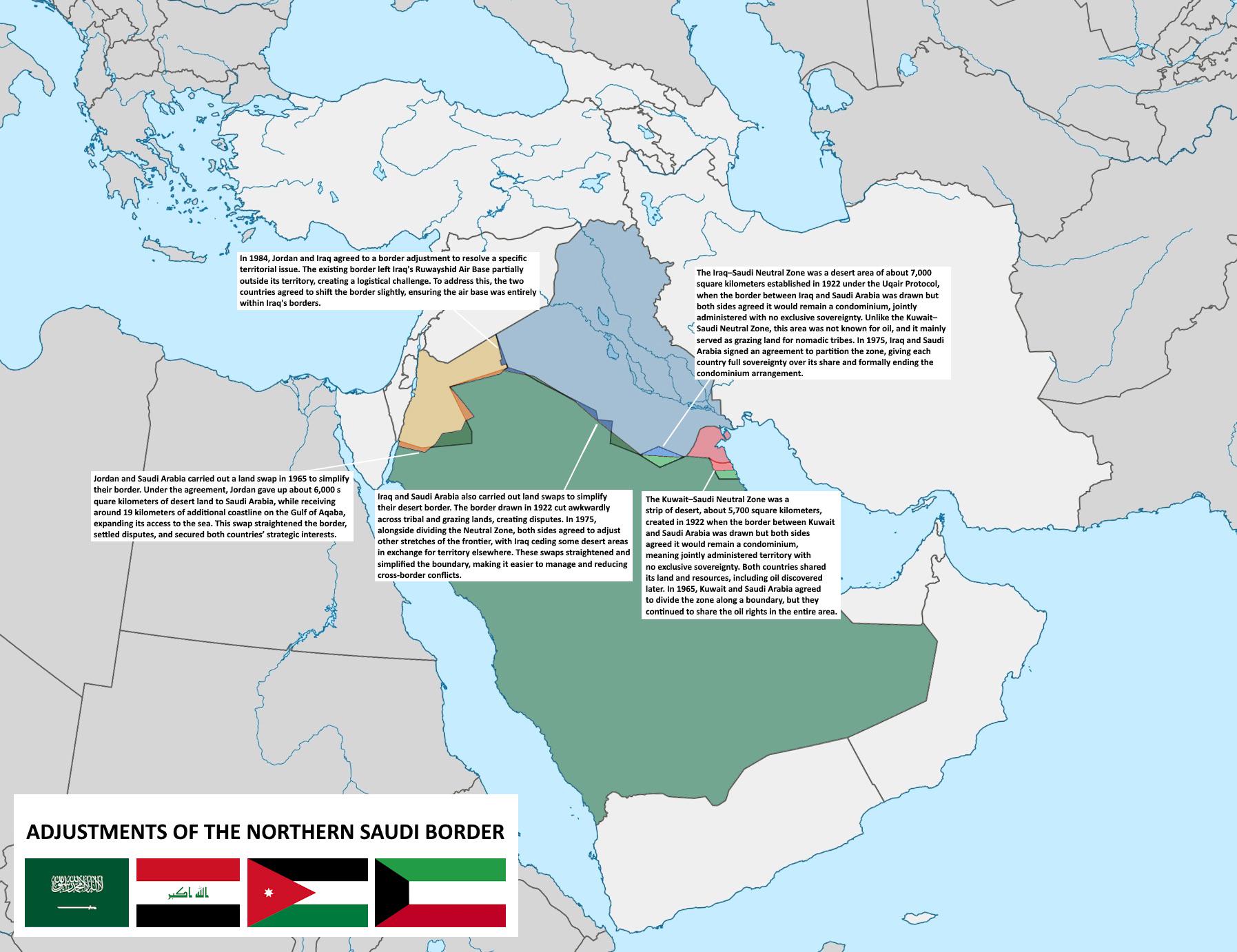 Map of Adjustments to Northern Saudi Borders Map of Adjustments to Northern Saudi Borders