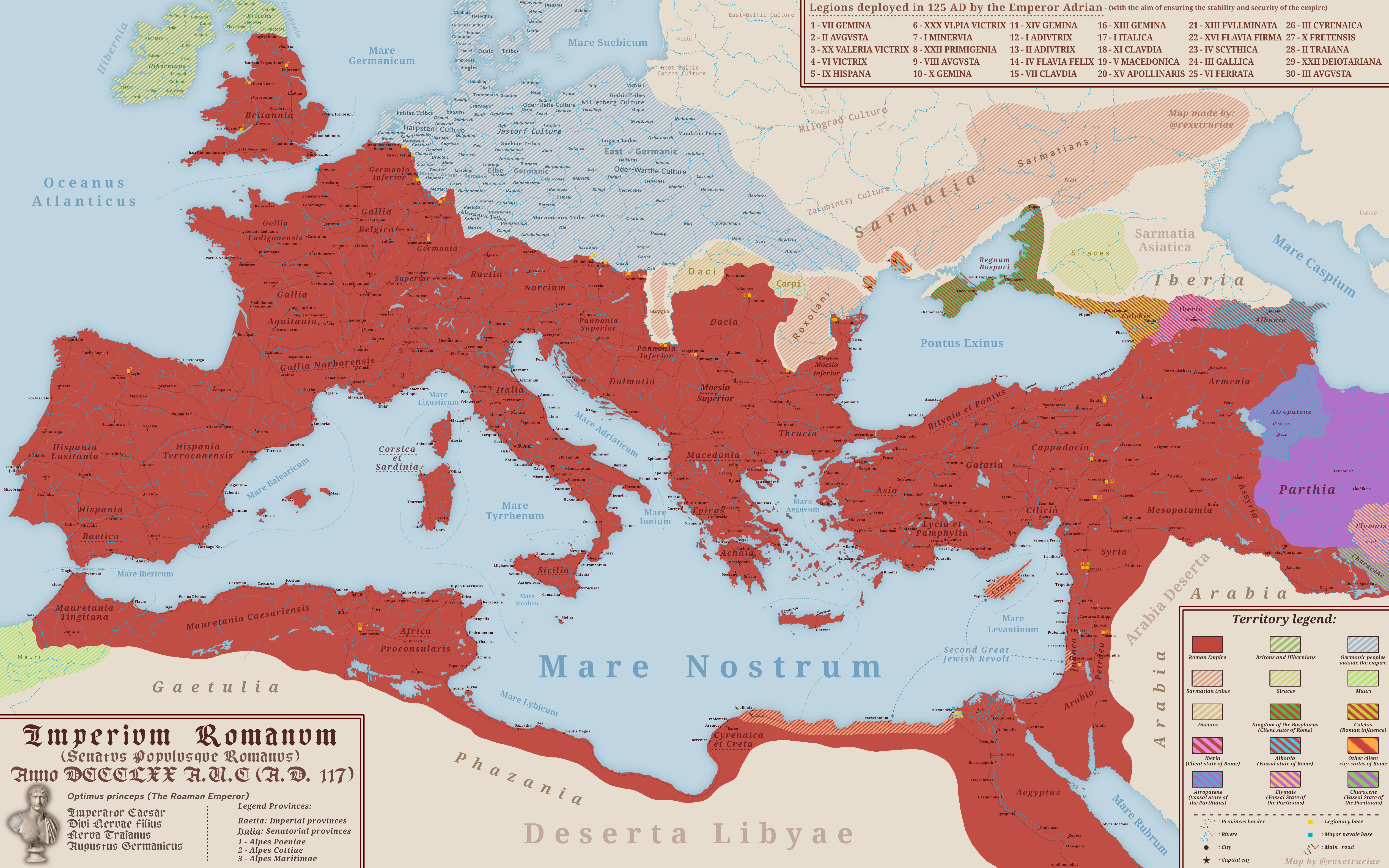 Map of the Roman Empire at Its Peak 117 A.D. Map of the Roman Empire at Its Peak 117 A.D.