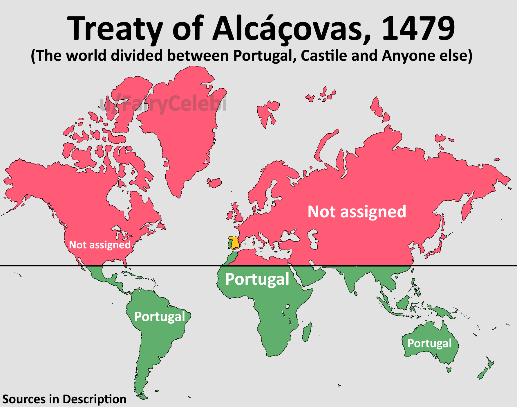 Treaty of Alcáçovas Colonial Partition Map