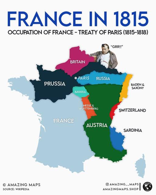 Zones of Occupation Map of France 1815-1818 Zones of Occupation Map of France 1815-1818