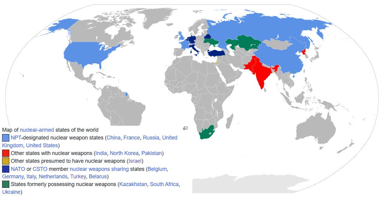 Map of Countries with Nuclear Weapons Map of Countries with Nuclear Weapons