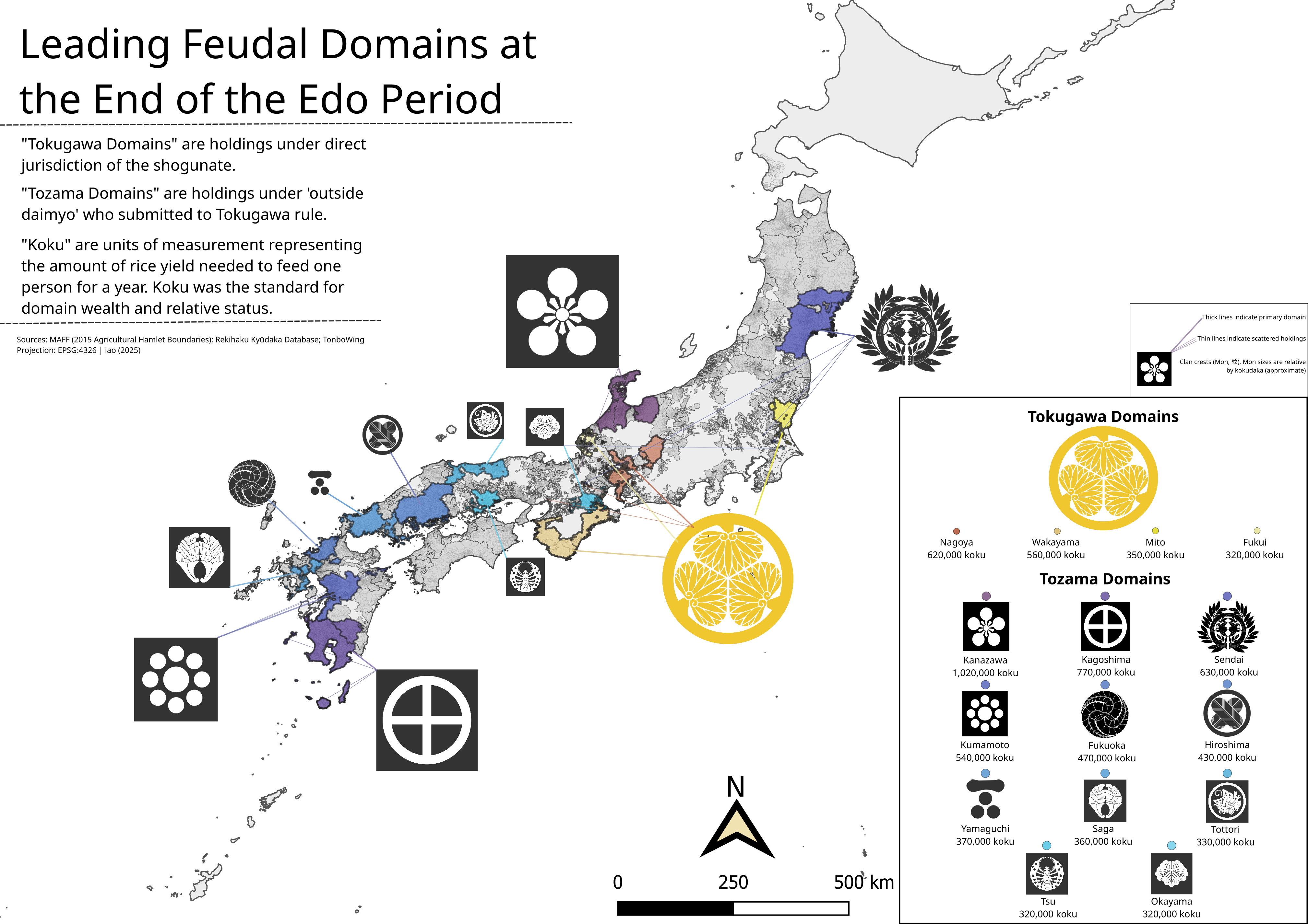 Rice Yield by Edo Domain Map, 1862 Japan Rice Yield by Edo Domain Map, 1862 Japan