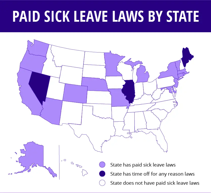 US States by Paid Leave Laws Map