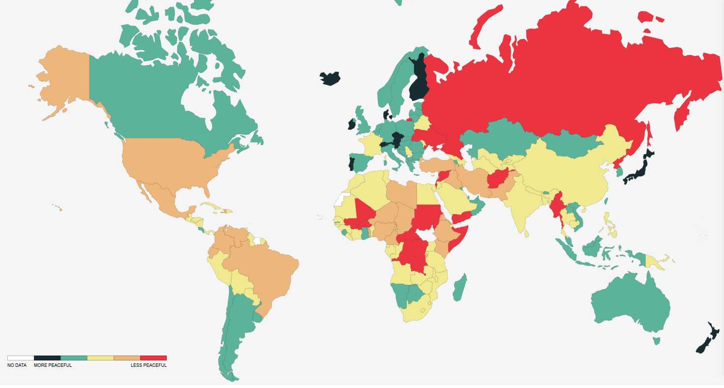 Global Peace Index Map According to Vision of Humanity Global Peace Index Map According to Vision of Humanity