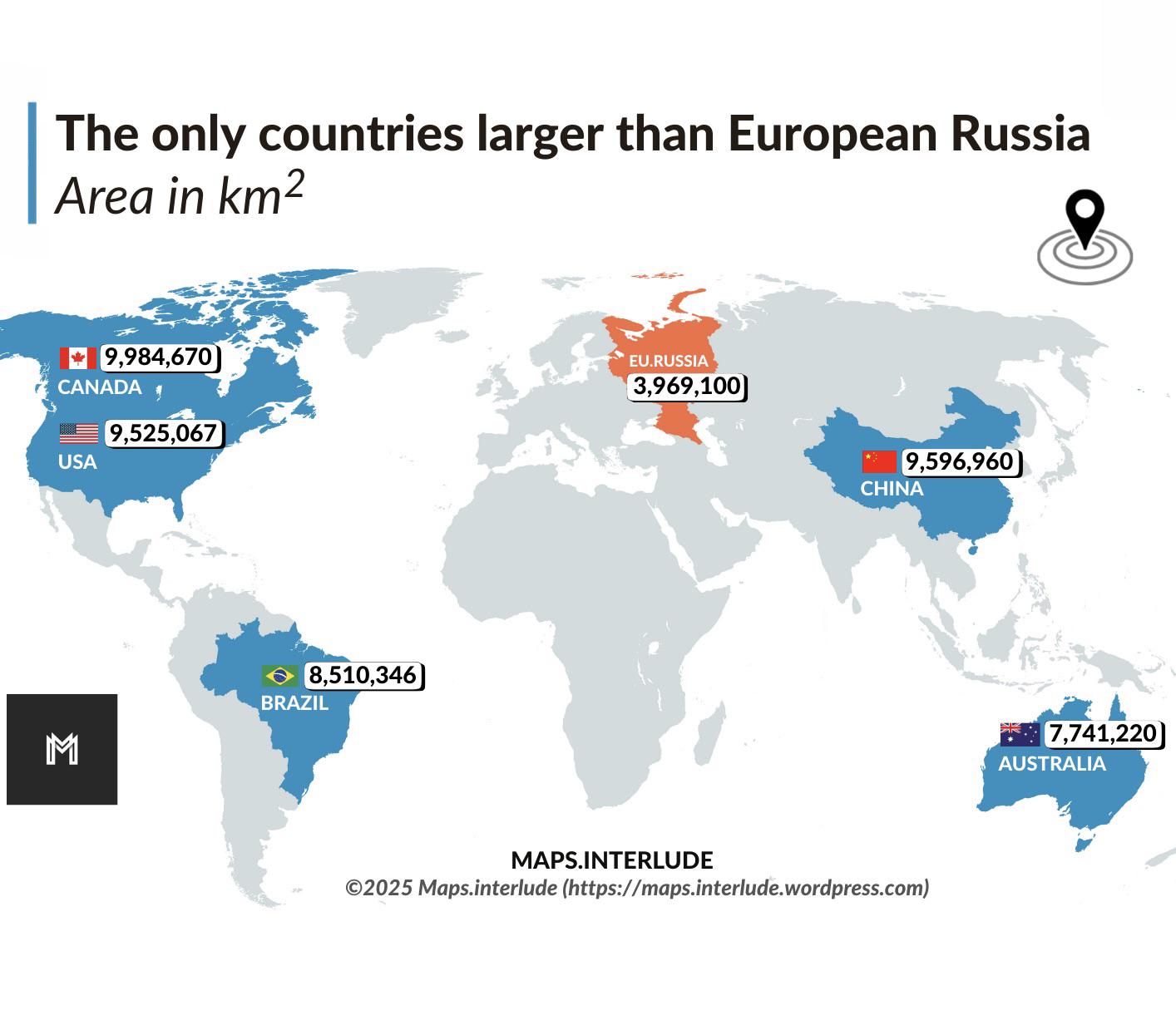 Map of Countries Larger than European Russia Map of Countries Larger than European Russia