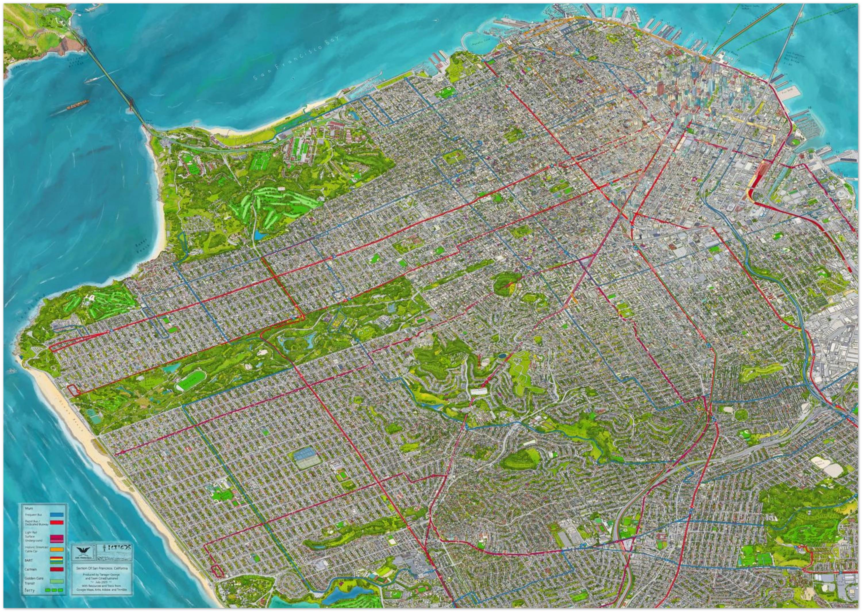 San Francisco Transit and Buildings Map