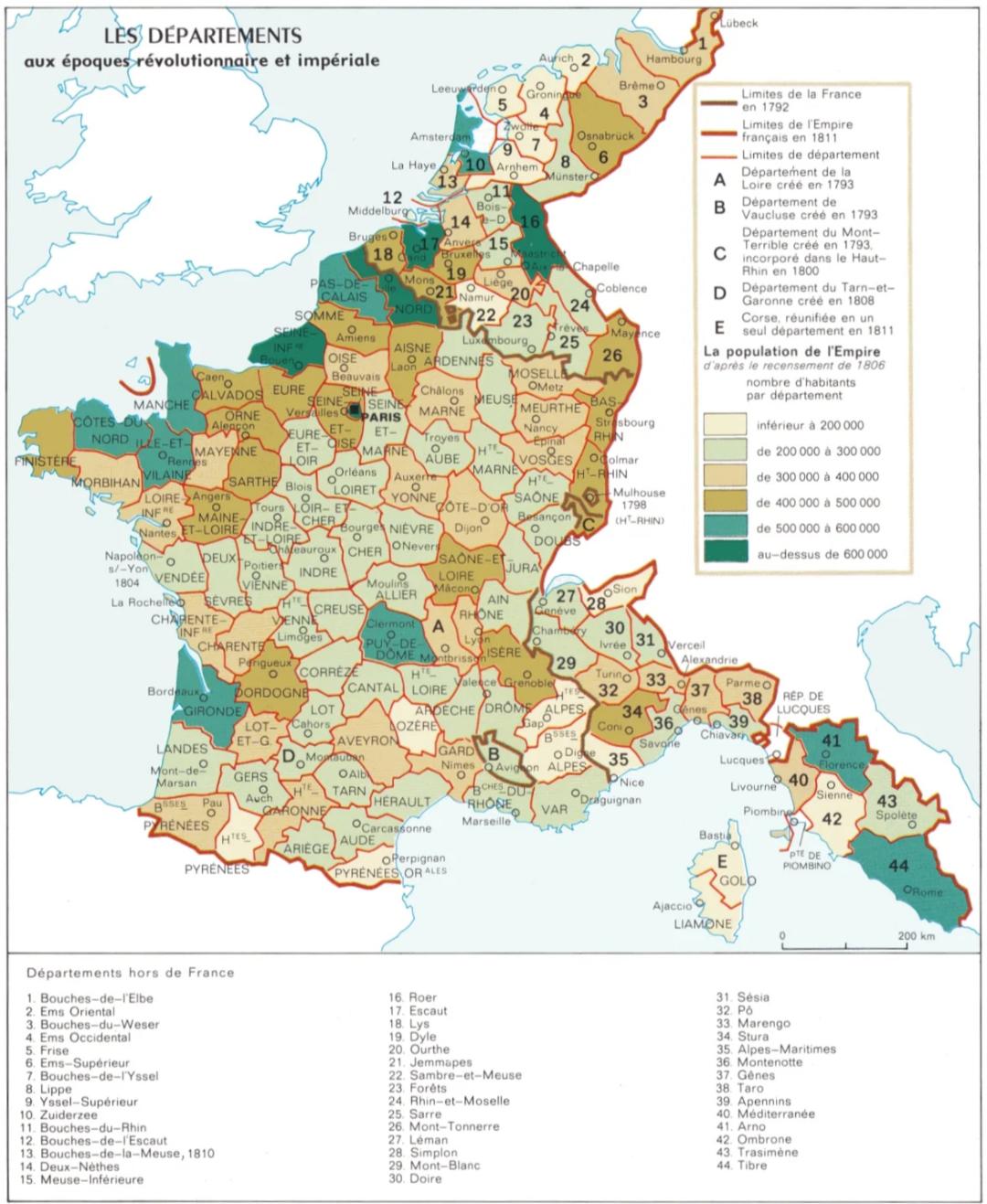 Population Map of French Empire Departements 1806 Population Map of French Empire Departements 1806