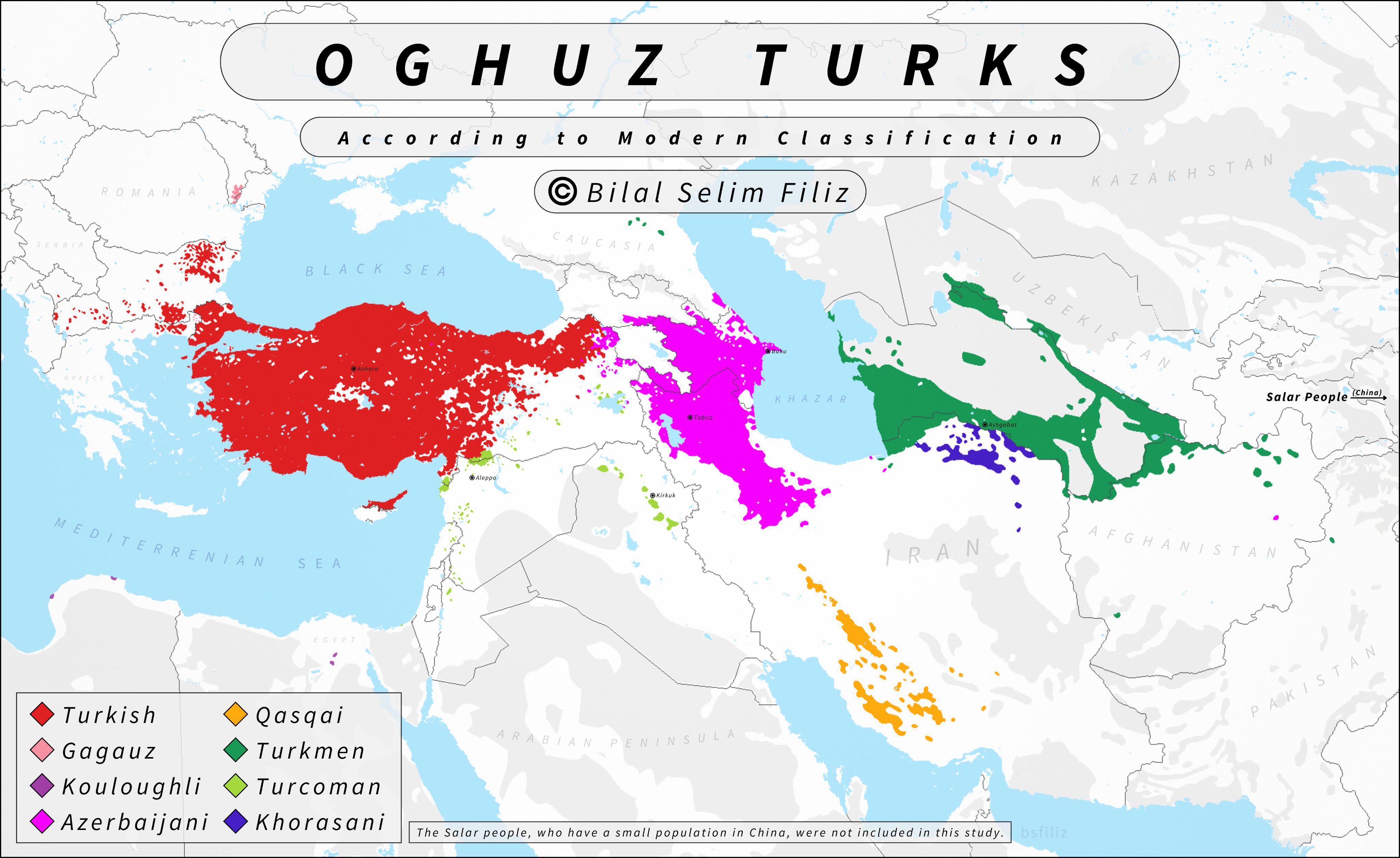 Oghuz Turks Historical Distribution Map Oghuz Turks Historical Distribution Map
