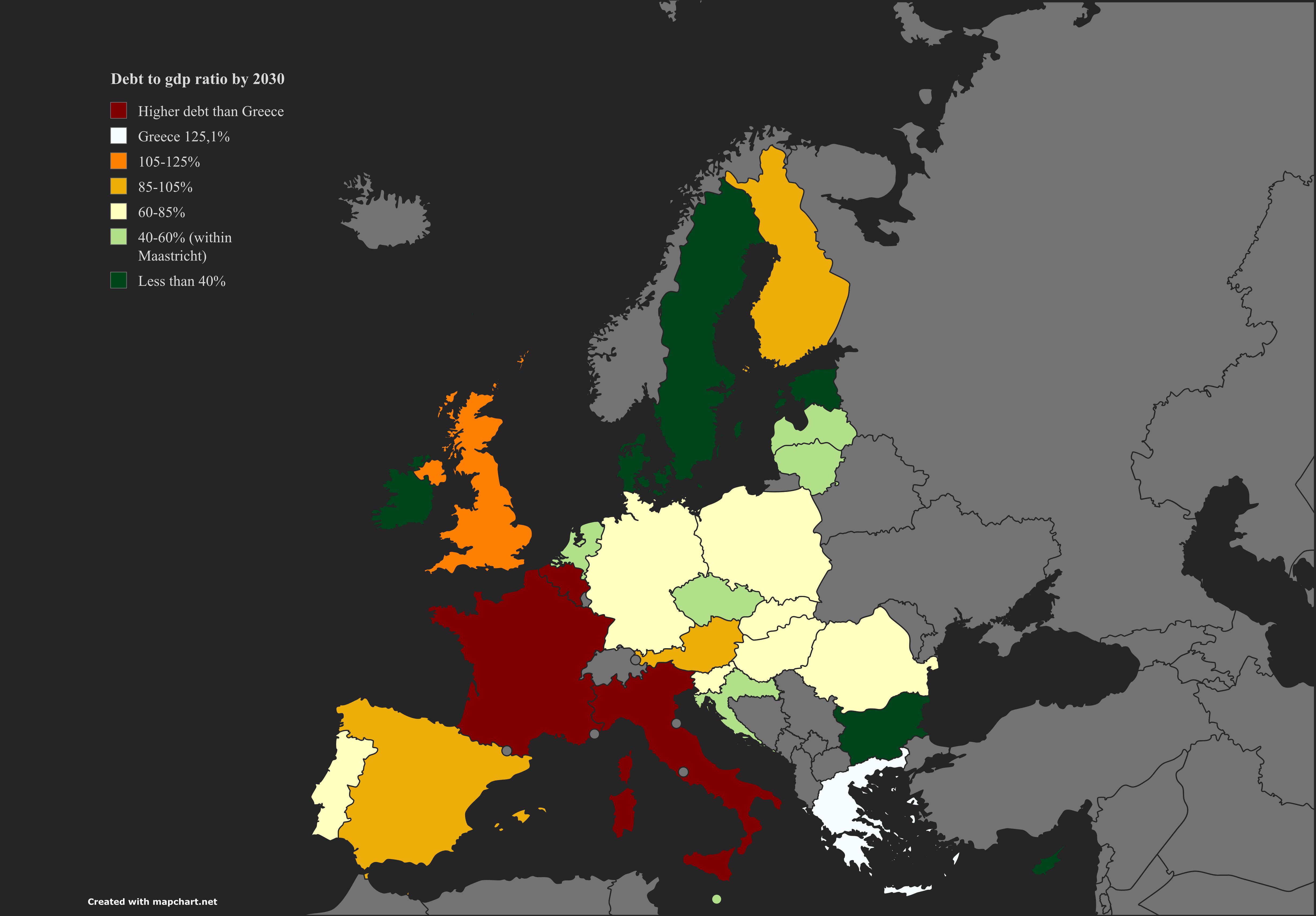 Debt to GDP Ratio by 2030 Map Debt to GDP Ratio by 2030 Map