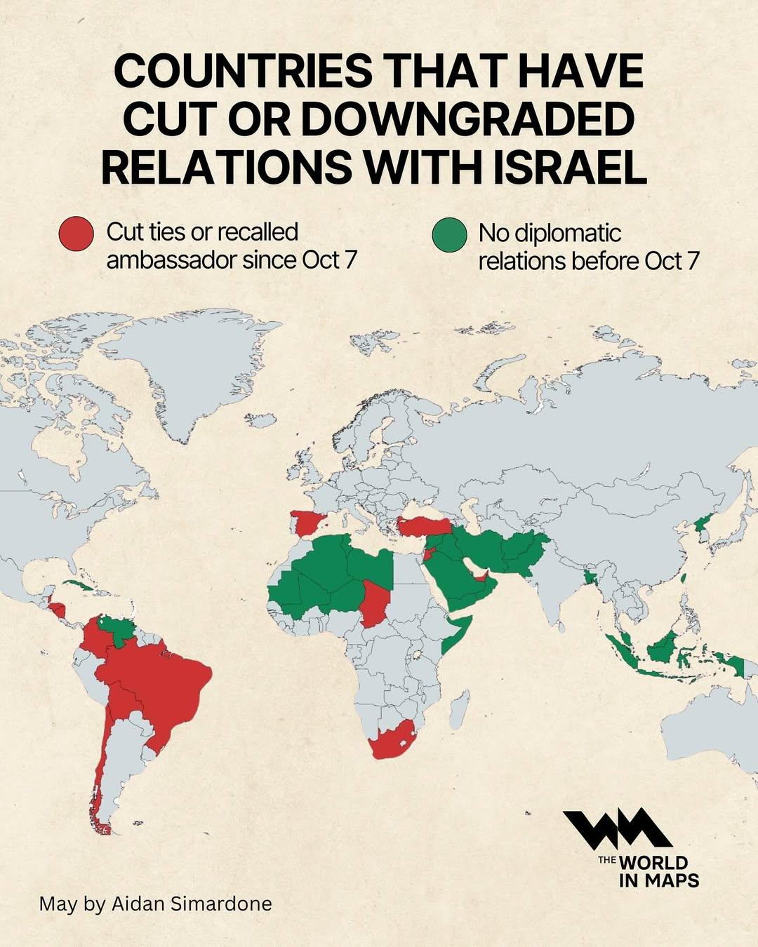 Countries That Have Cut or Downgraded Relations with Israel Map Countries That Have Cut or Downgraded Relations with Israel Map