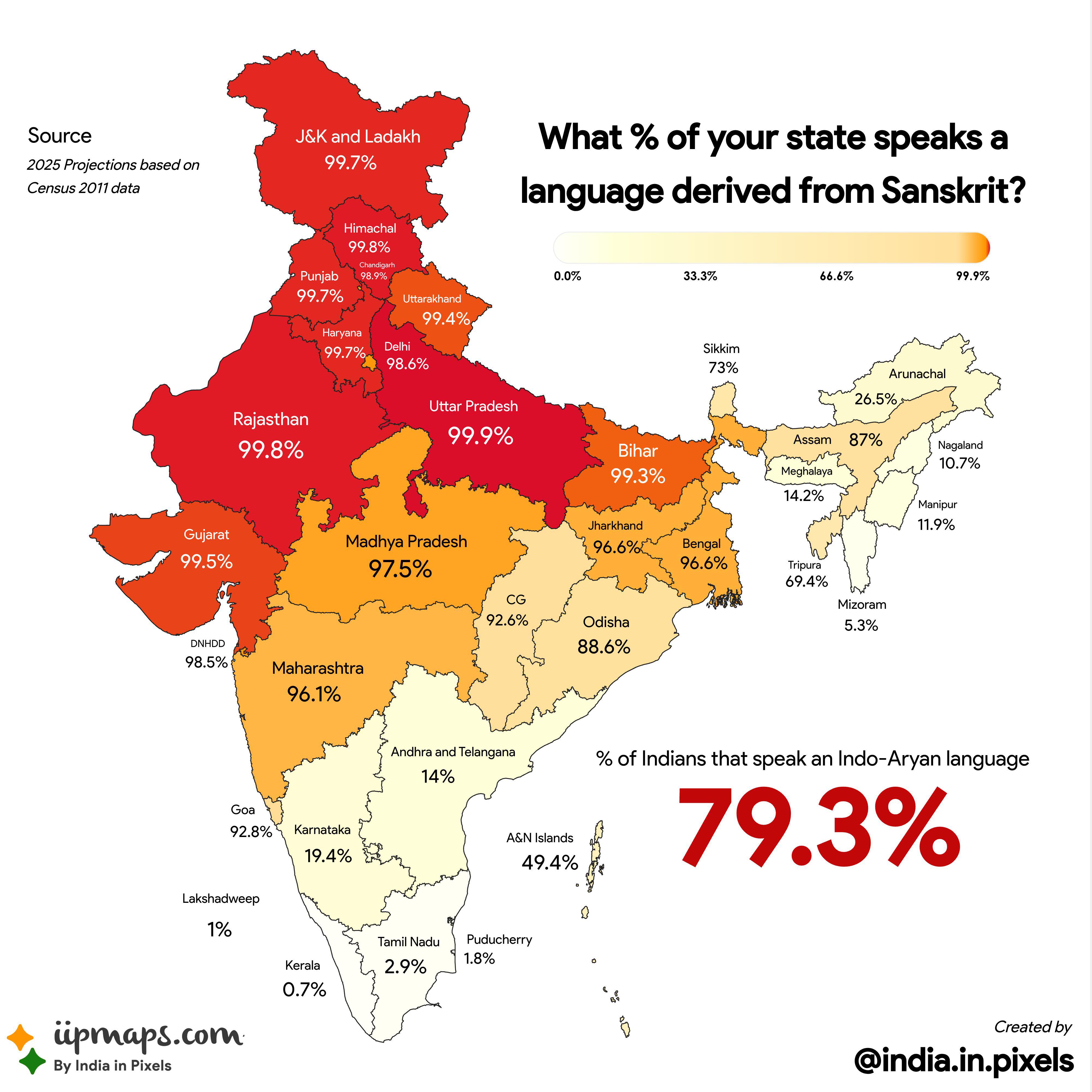 Sanskrit-Derived Language Speakers by Indian State Map Sanskrit-Derived Language Speakers by Indian State Map