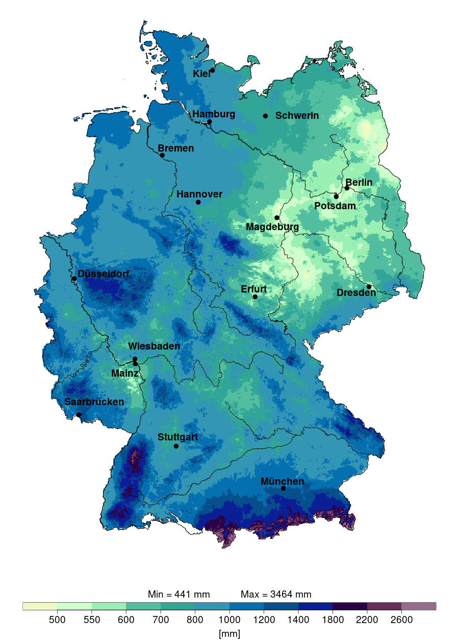 Annual Precipitation Map of Germany 2024 Annual Precipitation Map of Germany 2024