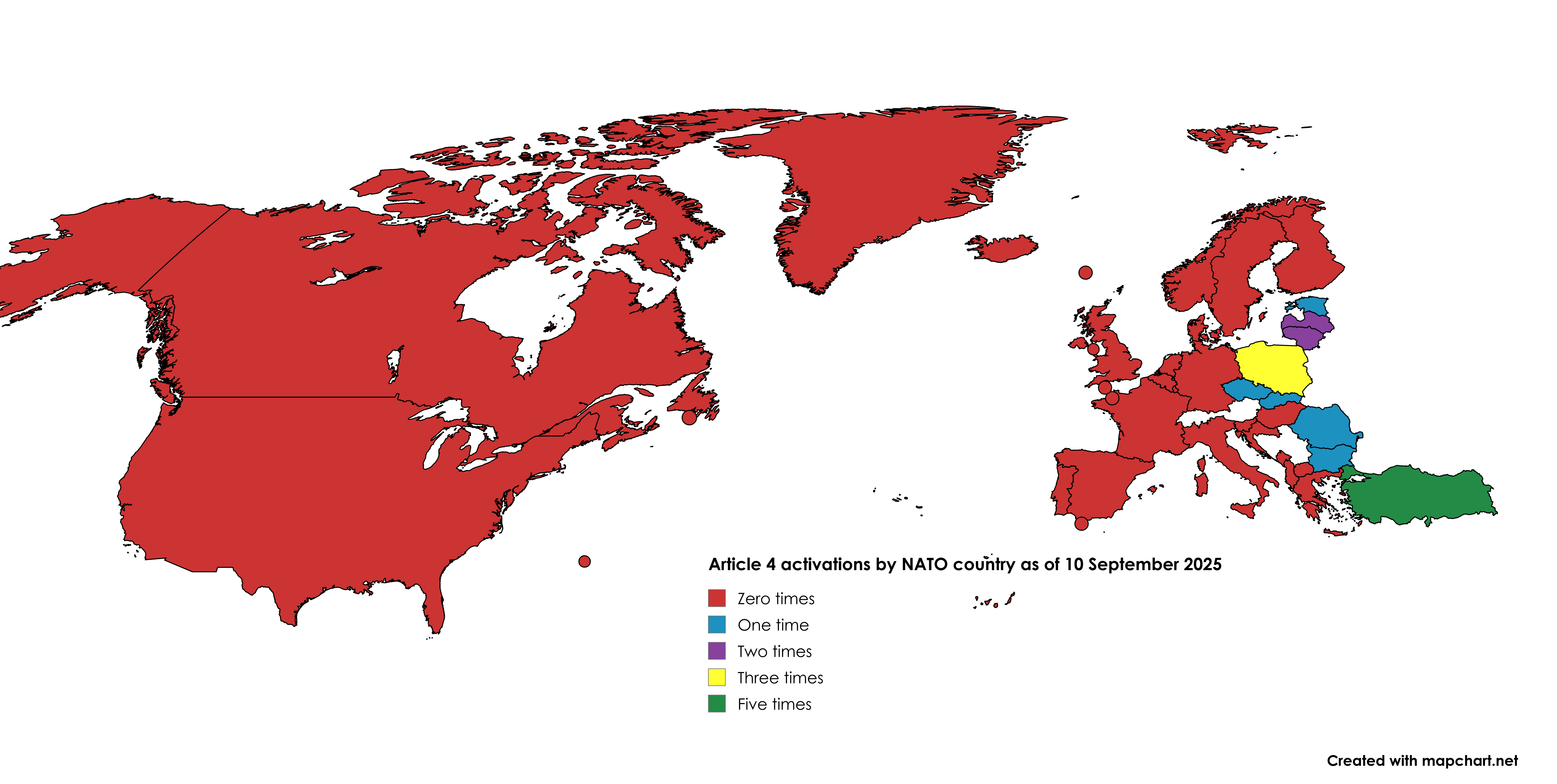 Article 4 Activations by NATO Country Map Article 4 Activations by NATO Country Map