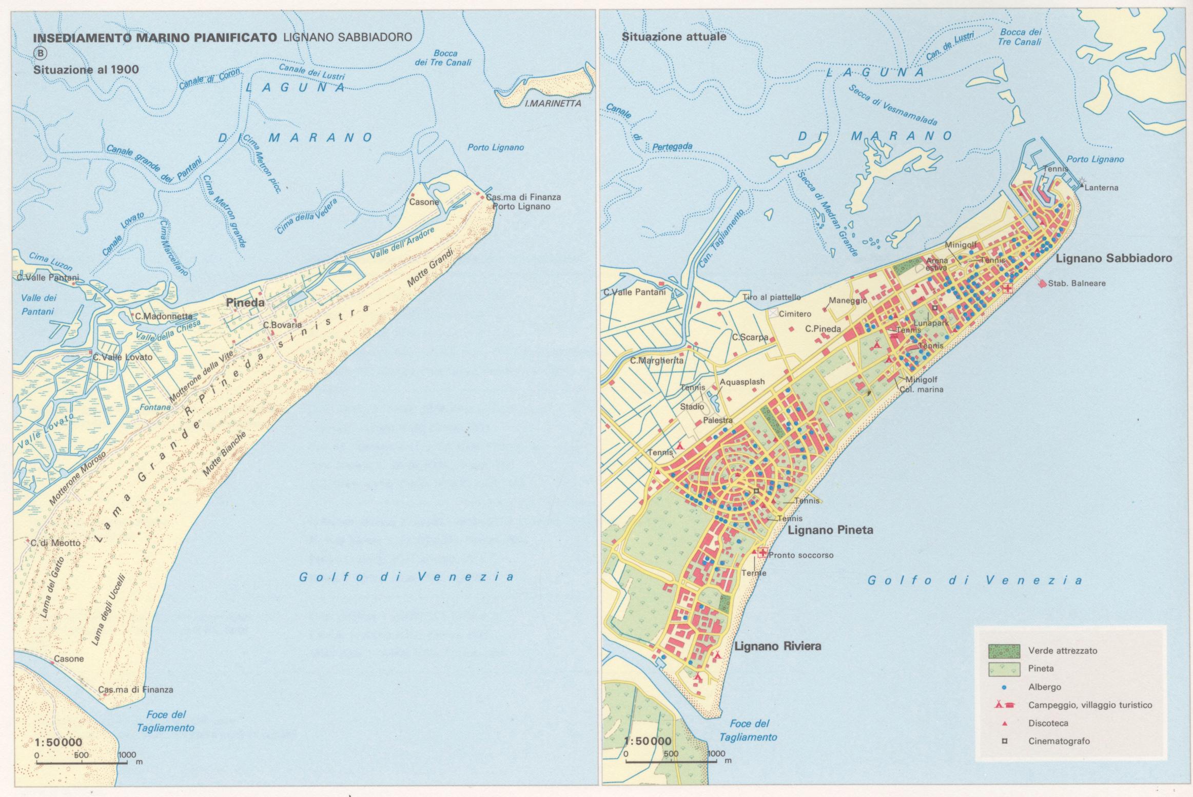 Lignano Sabbiadoro Historical Map 1900 and Today Lignano Sabbiadoro Historical Map 1900 and Today