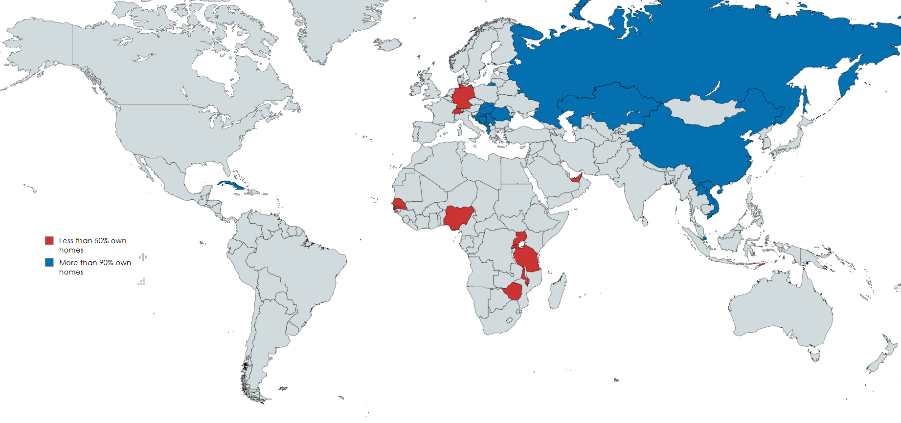 Home Ownership Rates by Country Map Home Ownership Rates by Country Map
