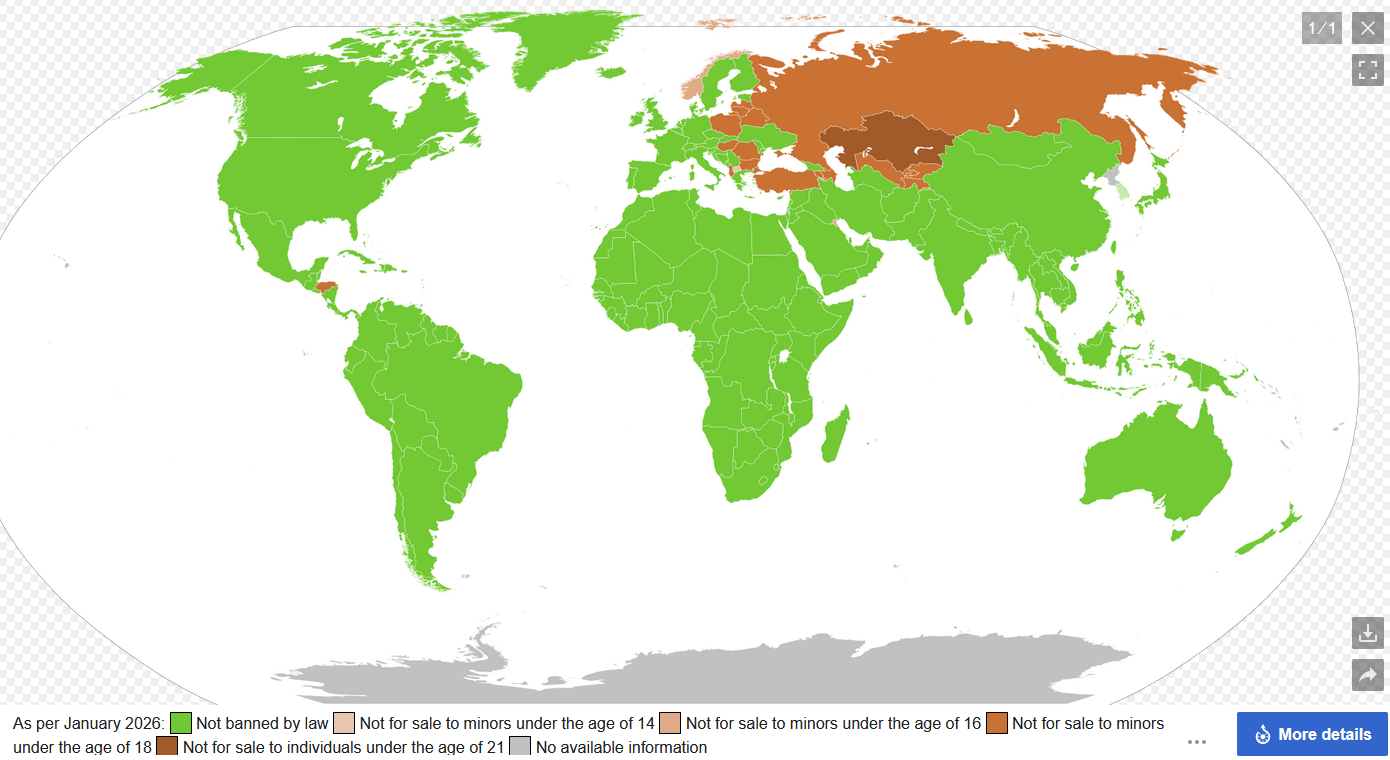 Age Restrictions on Energy Drinks by Country Map Age Restrictions on Energy Drinks by Country Map