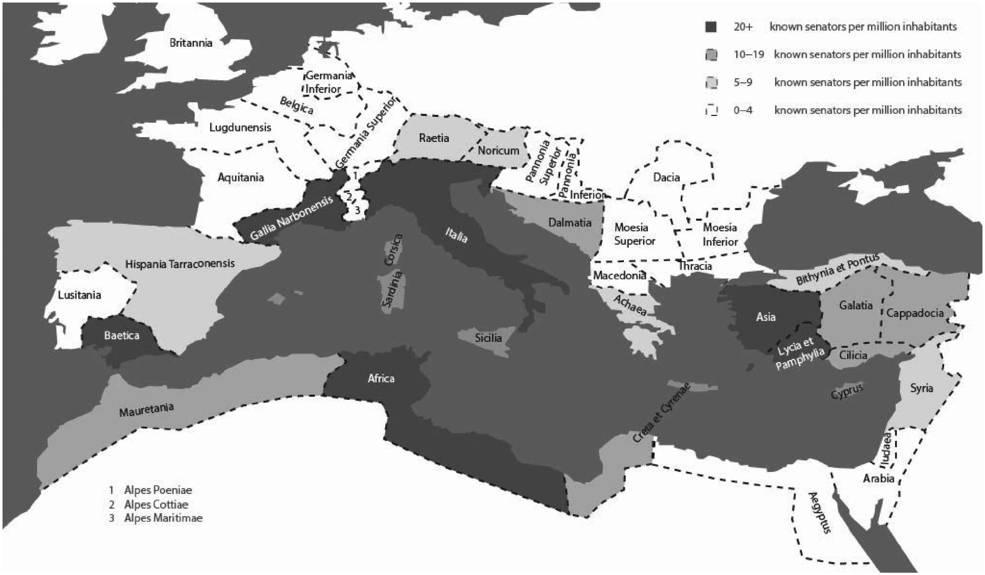 Map of Provincial Origins of Senators During Pax Romana Map of Provincial Origins of Senators During Pax Romana