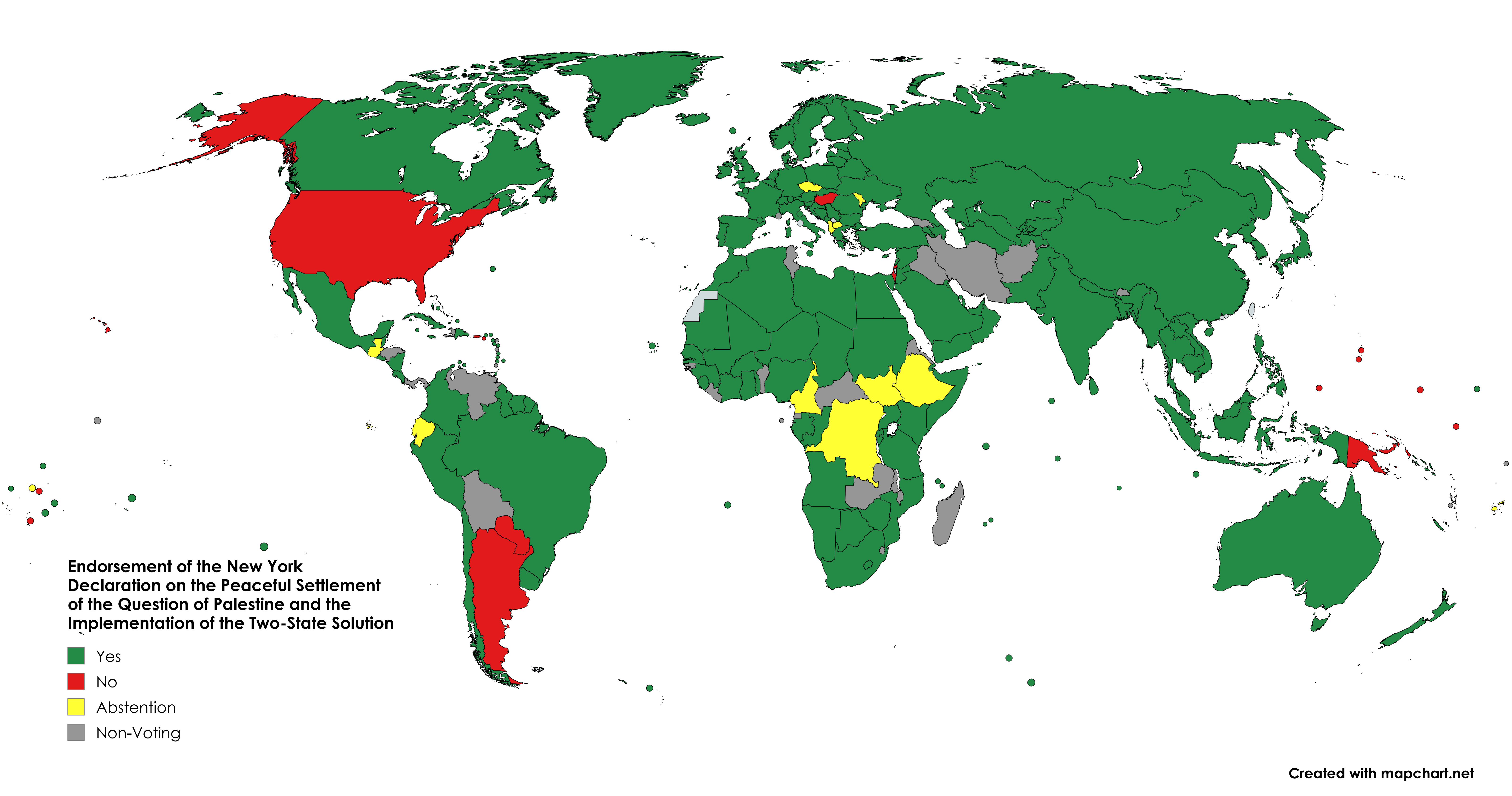 UN Voting Map on New York Declaration Palestine UN Voting Map on New York Declaration Palestine